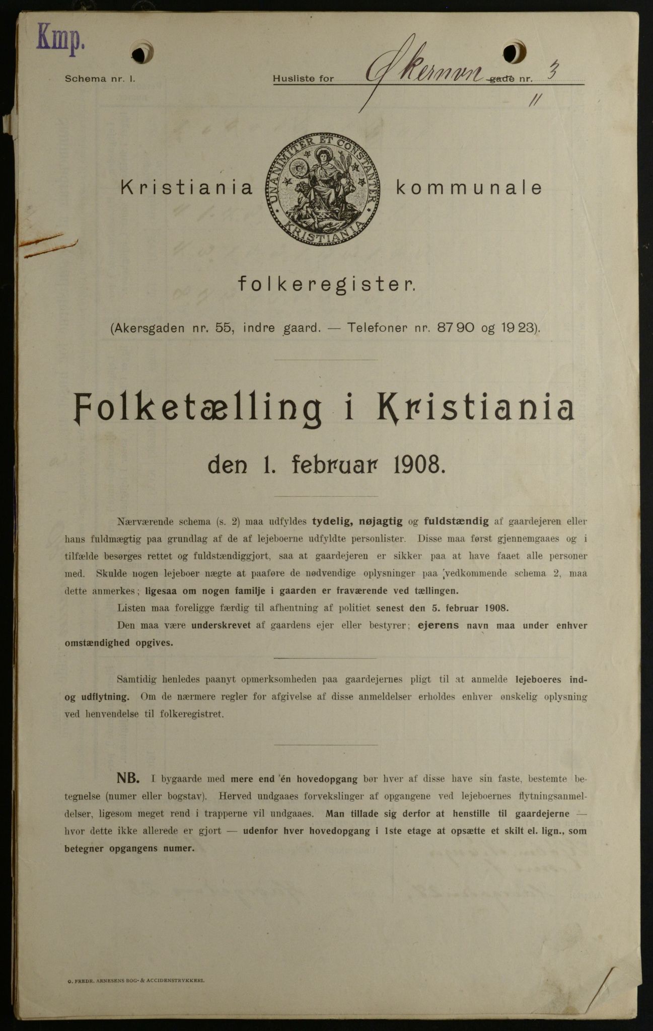 OBA, Kommunal folketelling 1.2.1908 for Kristiania kjøpstad, 1908, s. 115572