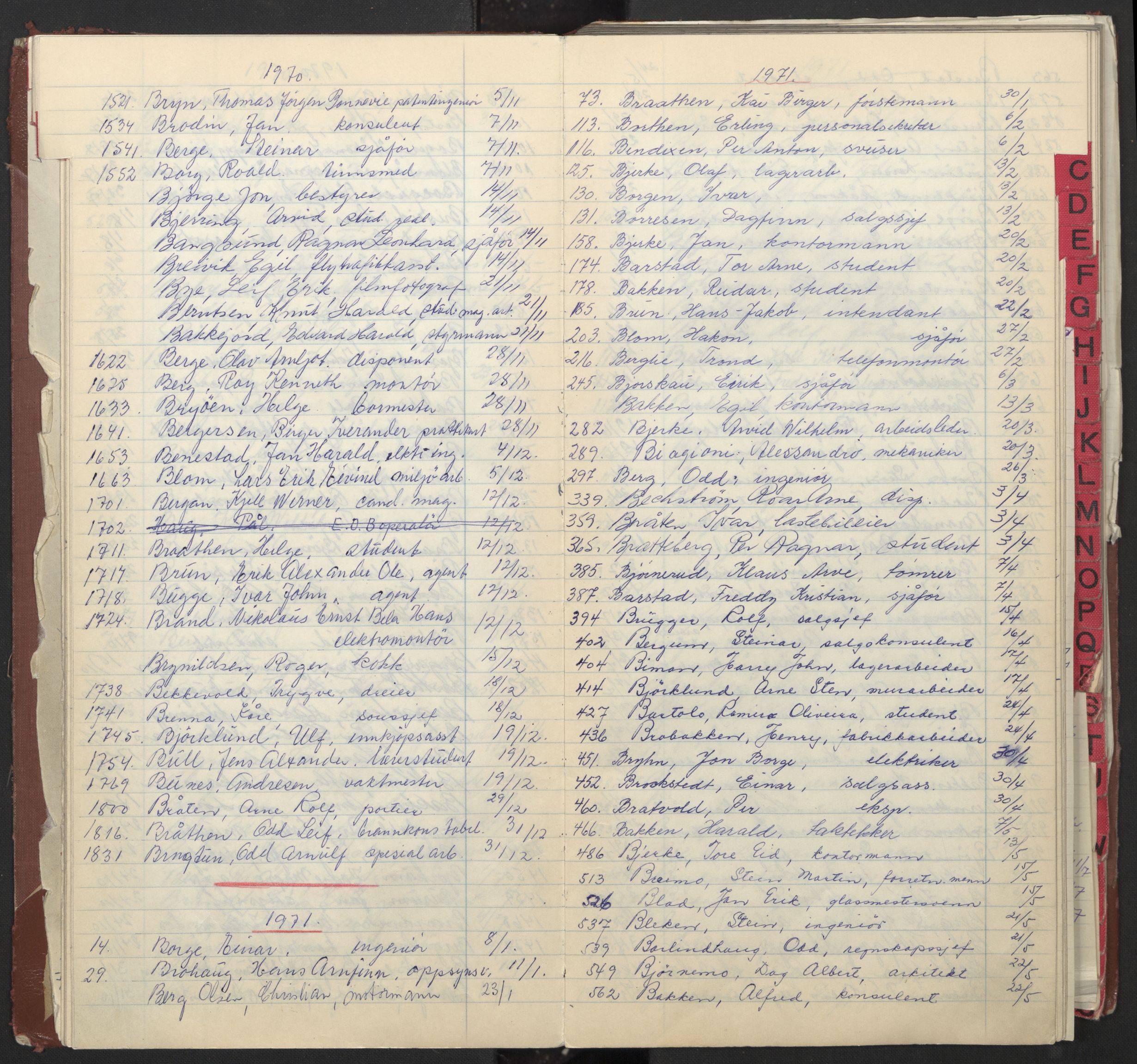 Oslo byfogd avd. I, AV/SAO-A-10220/L/La/L0012: Vigselsregister, 1969-1974, s. 18