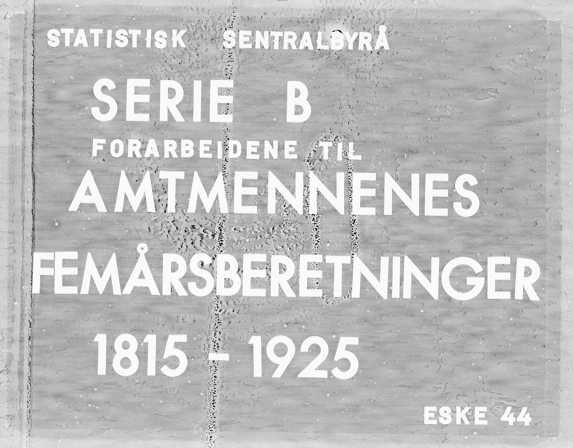 Statistisk sentralbyrå, Næringsøkonomiske emner, Generelt - Amtmennenes femårsberetninger, RA/S-2233/F/Fa/L0044: --, 1875, s. 1