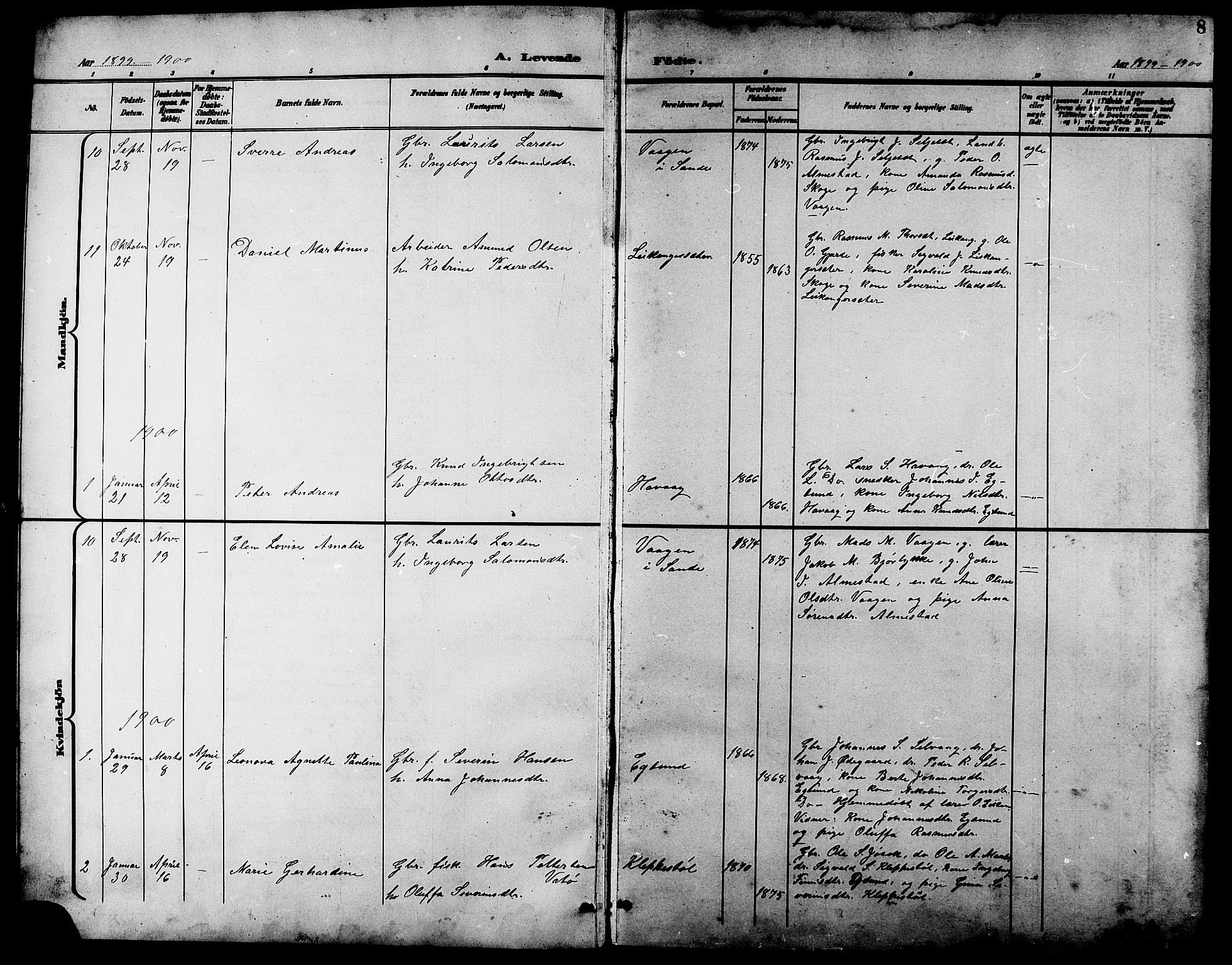 Ministerialprotokoller, klokkerbøker og fødselsregistre - Møre og Romsdal, SAT/A-1454/508/L0098: Klokkerbok nr. 508C02, 1898-1916, s. 8