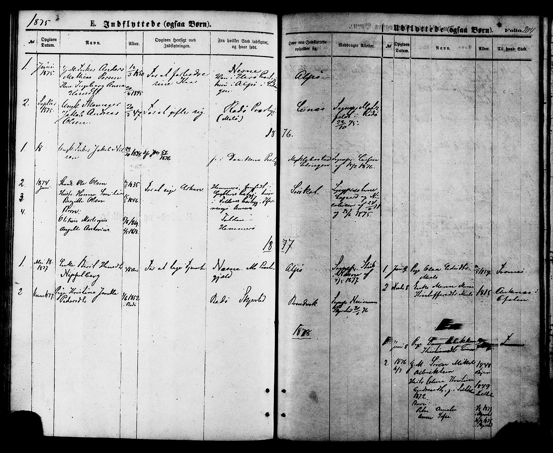 Ministerialprotokoller, klokkerbøker og fødselsregistre - Nordland, AV/SAT-A-1459/857/L0821: Ministerialbok nr. 857A01, 1875-1889, s. 204