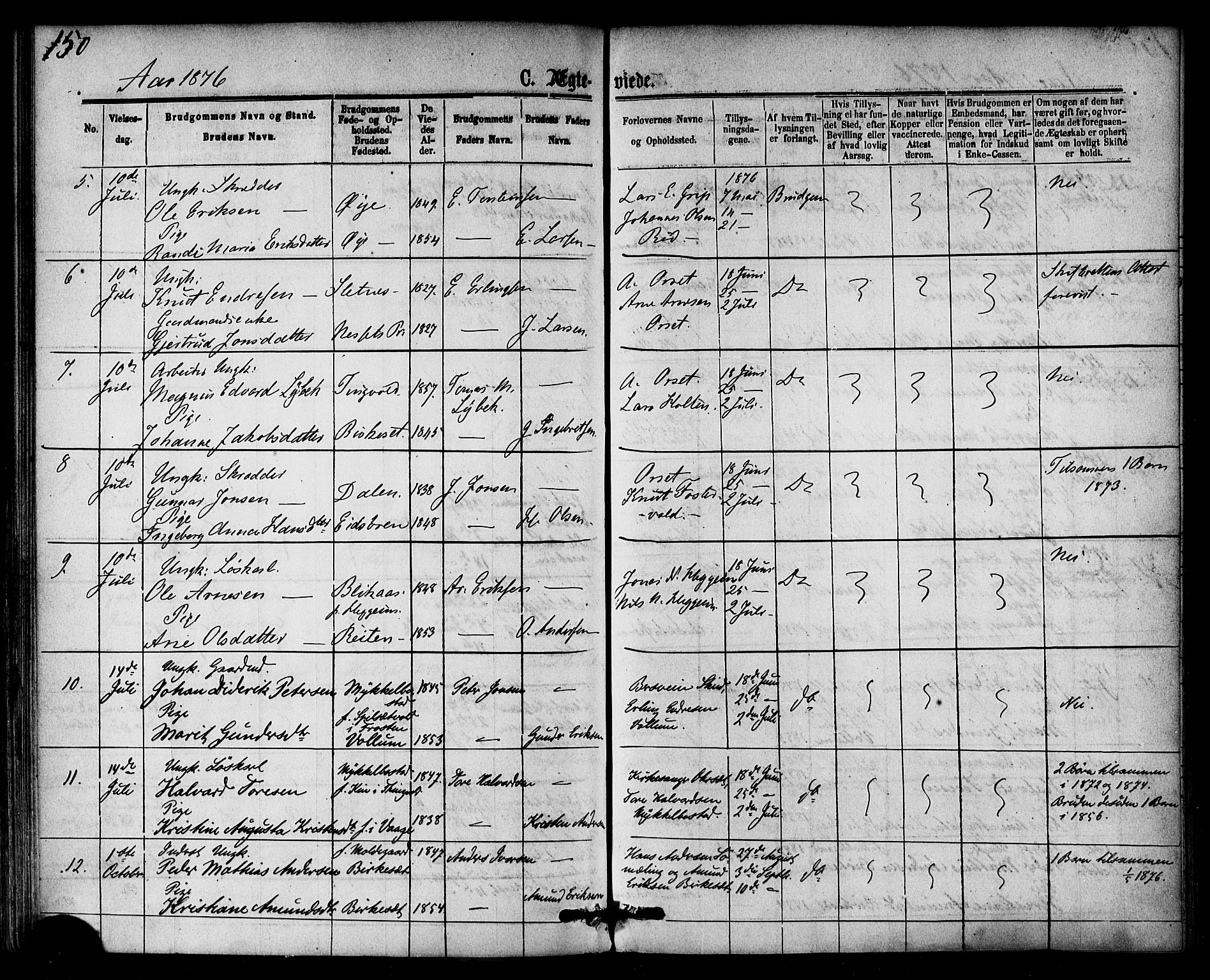 Ministerialprotokoller, klokkerbøker og fødselsregistre - Møre og Romsdal, AV/SAT-A-1454/584/L0966: Ministerialbok nr. 584A06, 1869-1878, s. 150