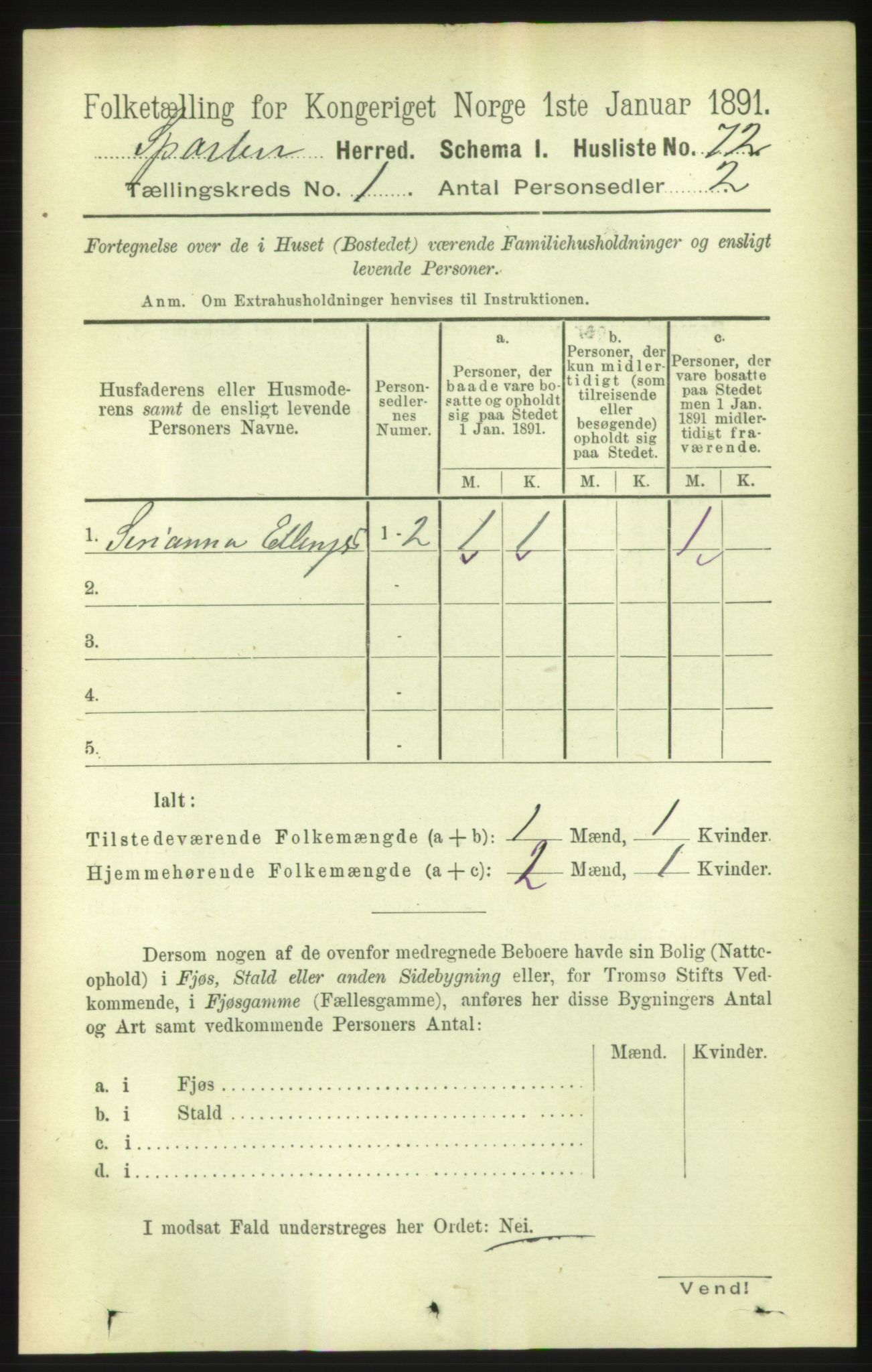 RA, Folketelling 1891 for 1731 Sparbu herred, 1891, s. 97