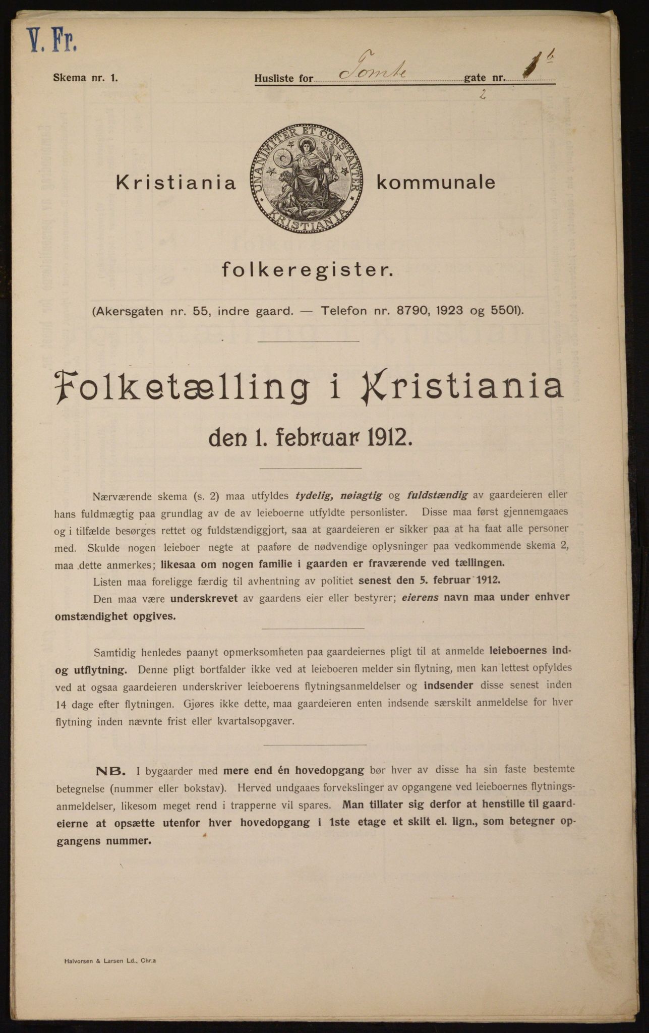 OBA, Kommunal folketelling 1.2.1912 for Kristiania, 1912, s. 113410