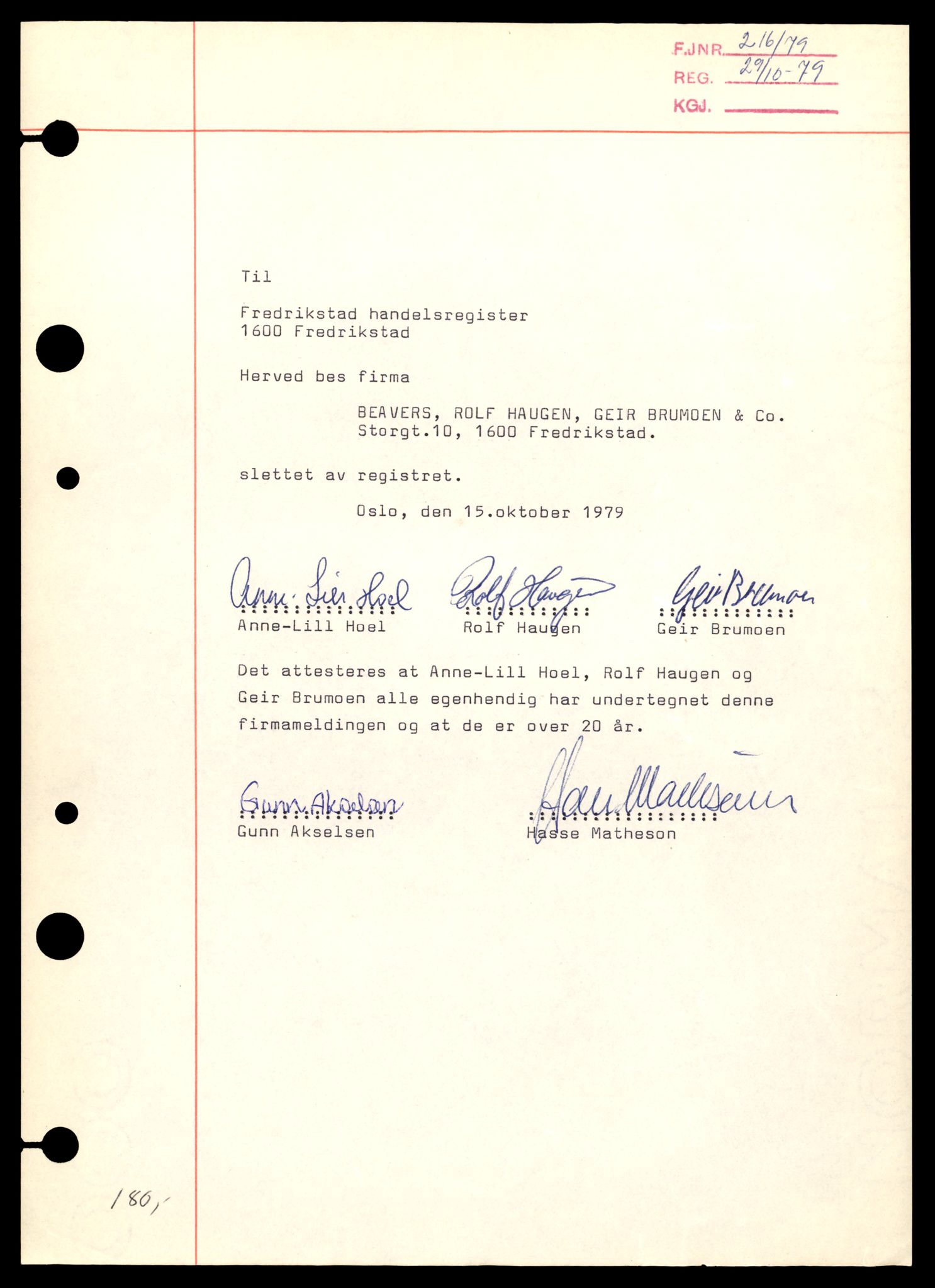 Fredrikstad tingrett, AV/SAT-A-10473/K/Kb/Kba/L0003: Enkeltmannsforetak, aksjeselskap og andelslag, Be-Bl, 1944-1990, s. 3