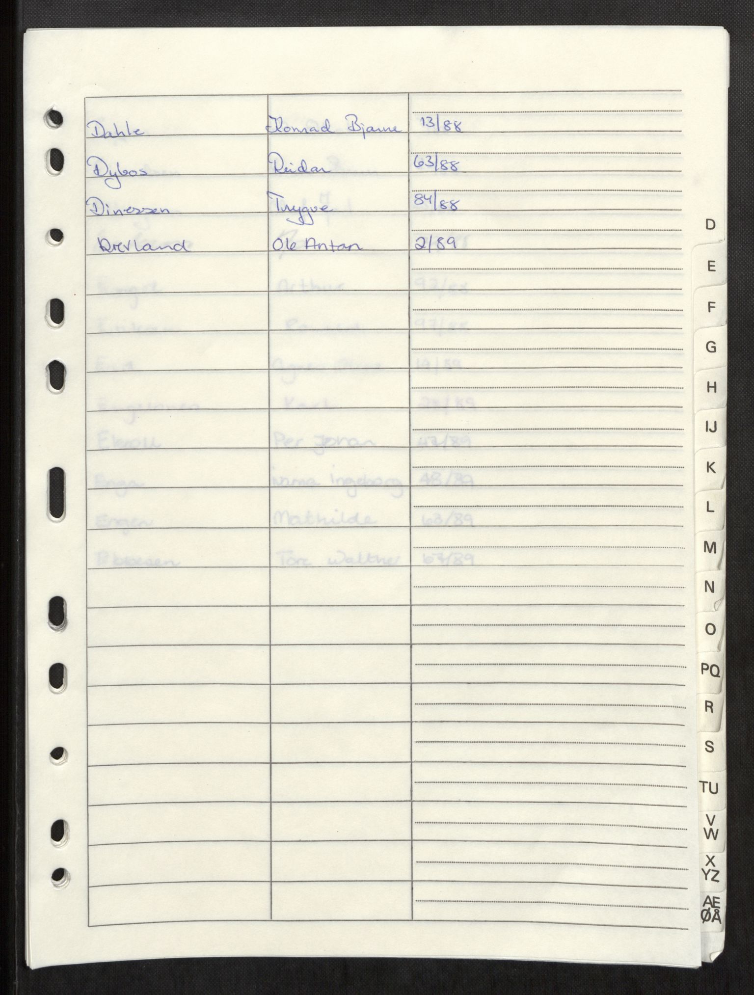 Brønnøy og Vevelstad lensmannskontor, AV/SAT-A-5681/2/Ga/L0006: Dødsfallprotokoll, 1985-1989