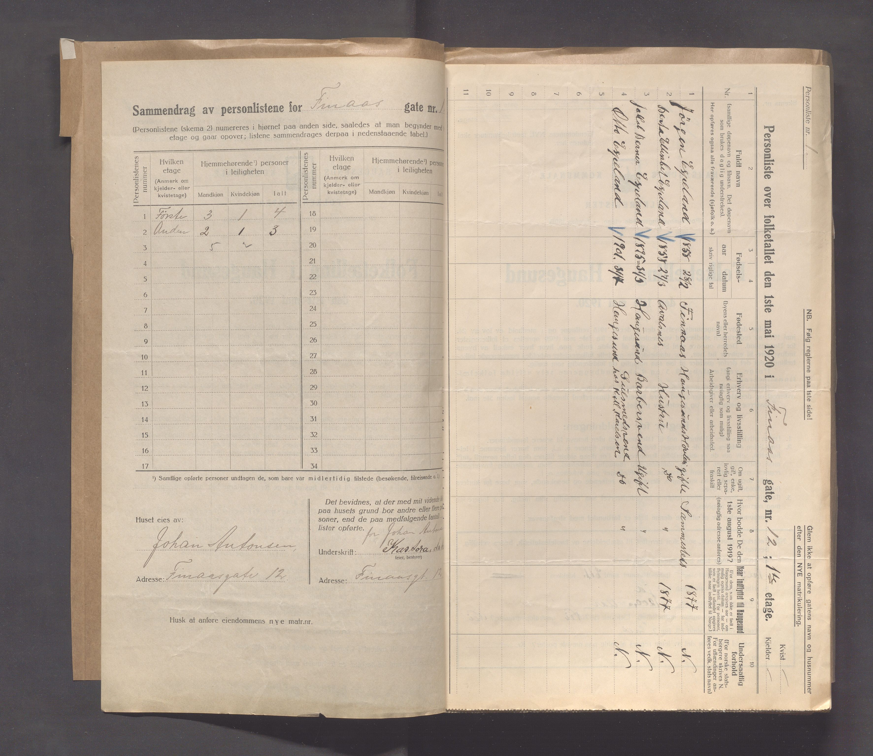 IKAR, Kommunal folketelling 1.5.1920 for Haugesund, 1920, s. 748
