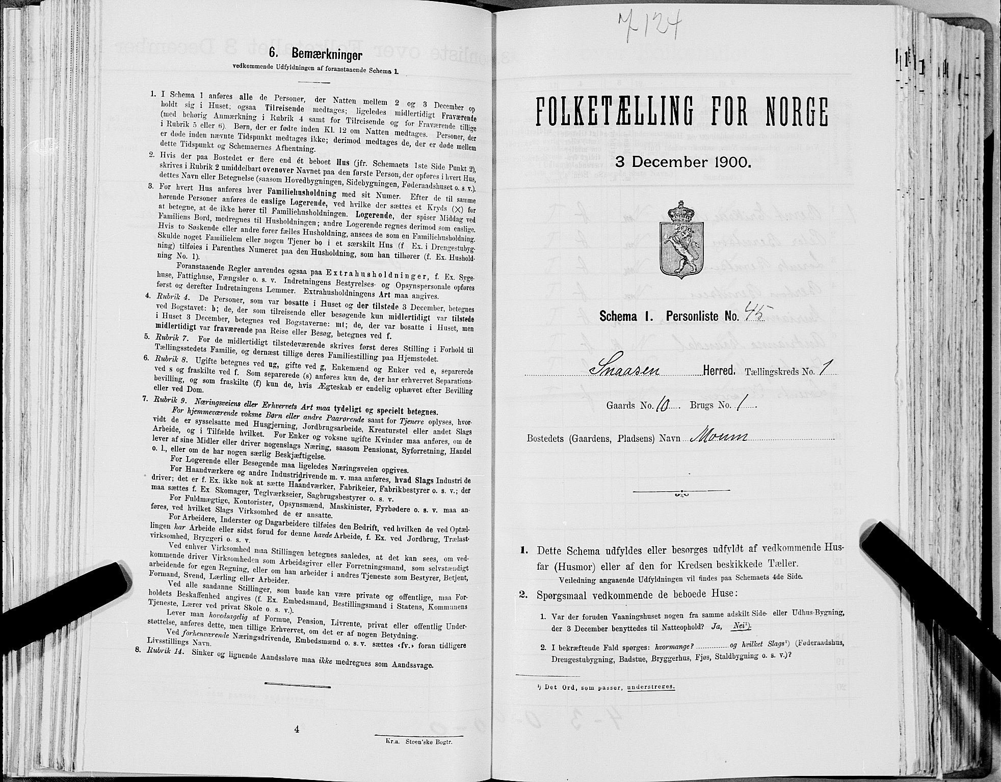 SAT, Folketelling 1900 for 1736 Snåsa herred, 1900, s. 153