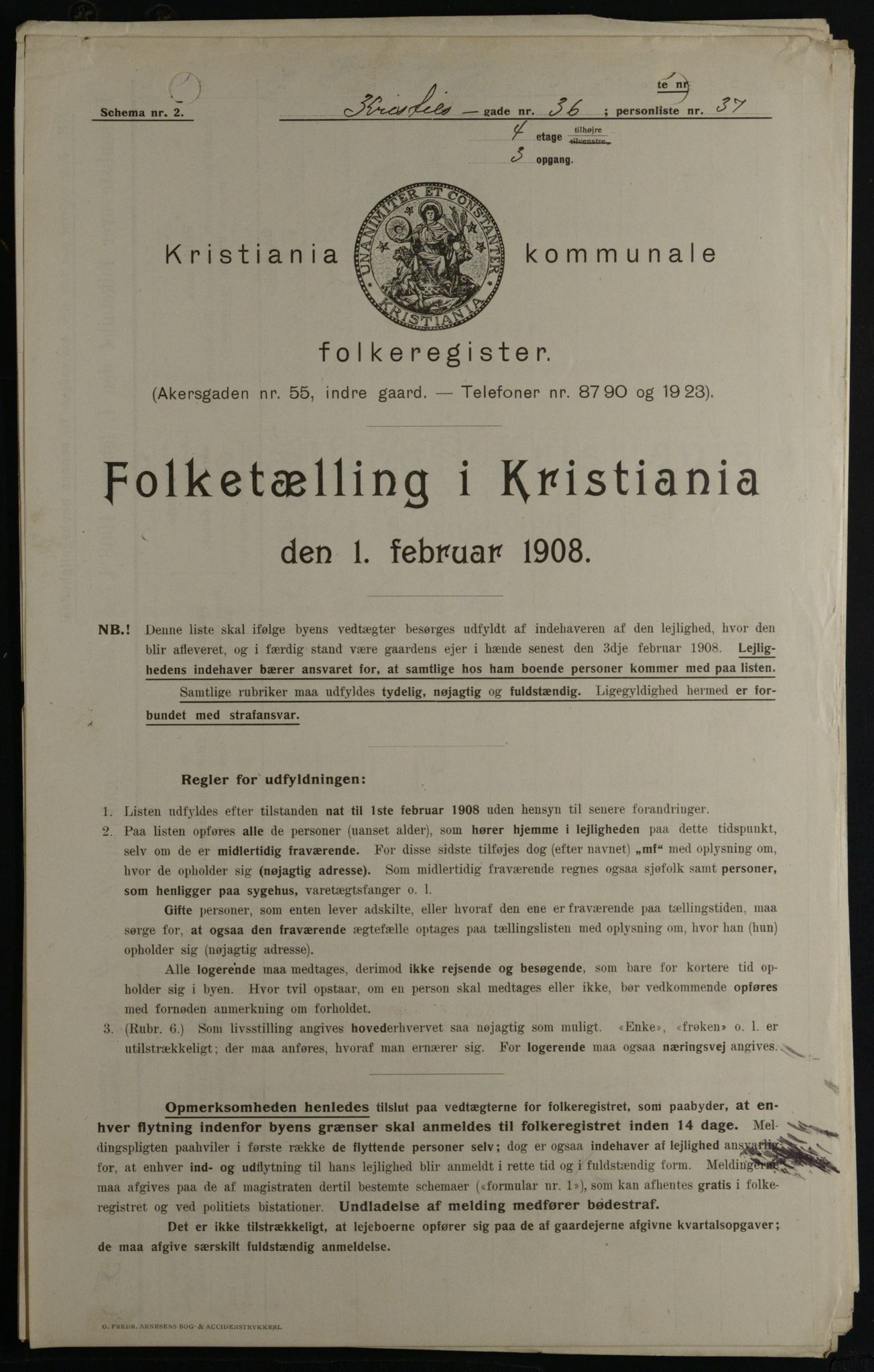 OBA, Kommunal folketelling 1.2.1908 for Kristiania kjøpstad, 1908, s. 11870