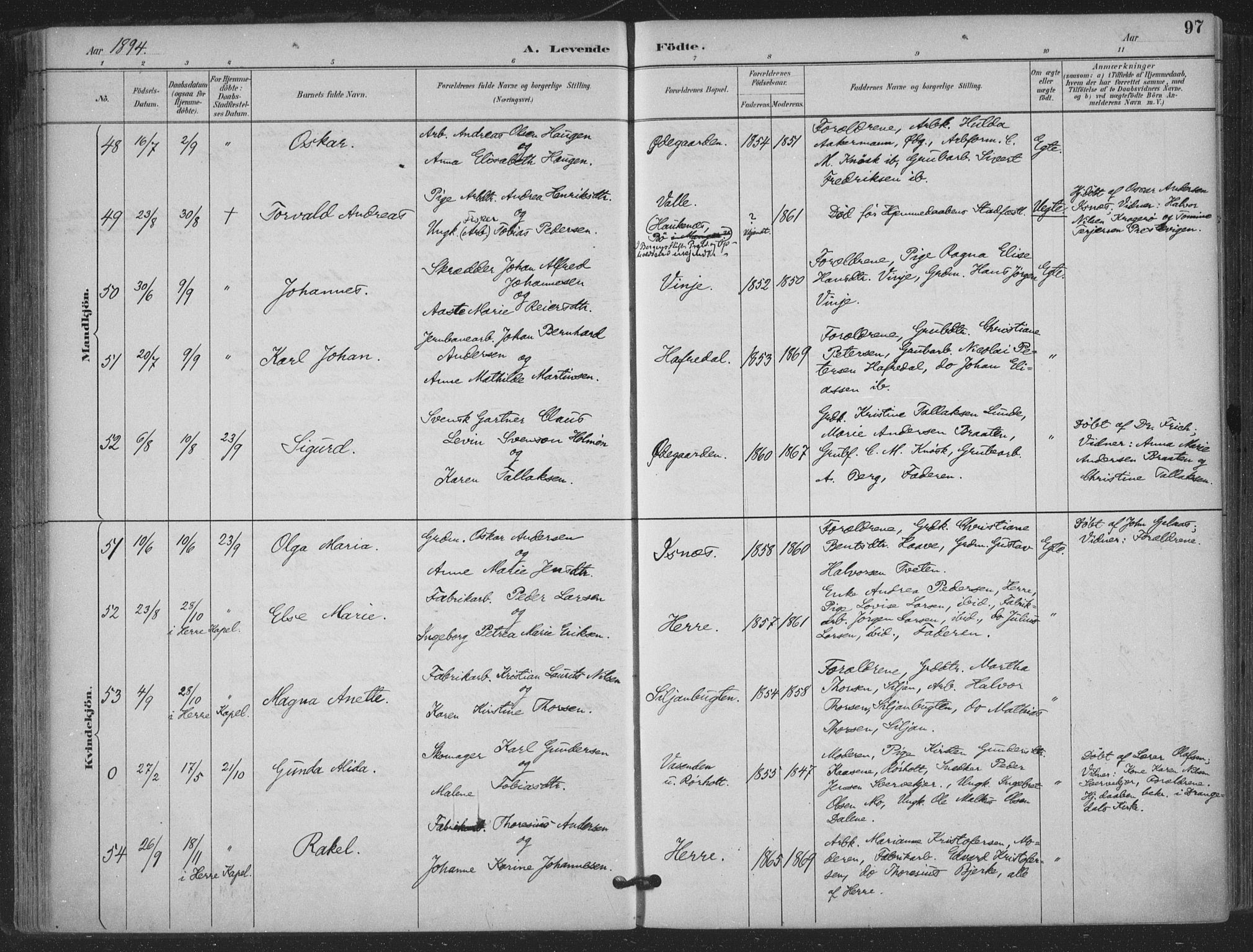 Bamble kirkebøker, AV/SAKO-A-253/F/Fa/L0008: Ministerialbok nr. I 8, 1888-1900, s. 97