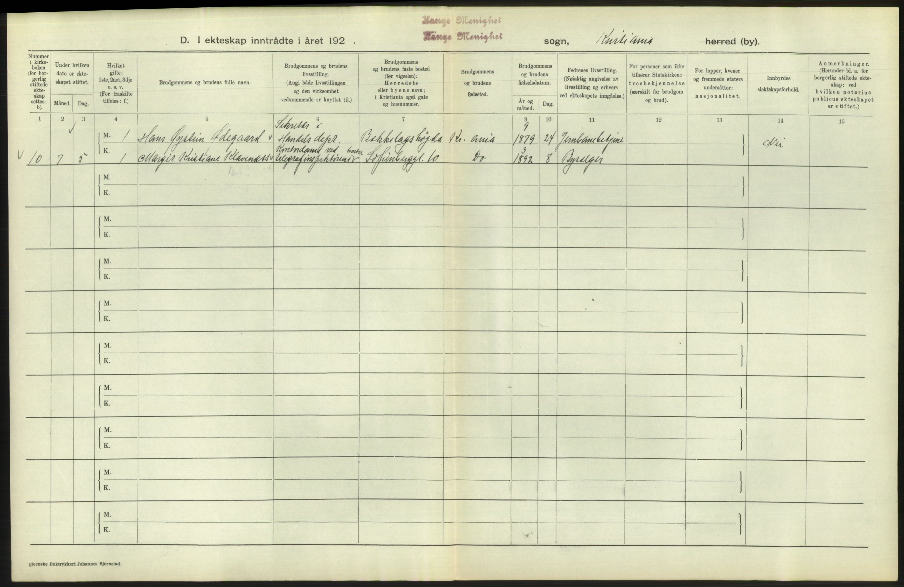Statistisk sentralbyrå, Sosiodemografiske emner, Befolkning, AV/RA-S-2228/D/Df/Dfc/Dfcd/L0007: Kristiania: Gifte, 1924, s. 722