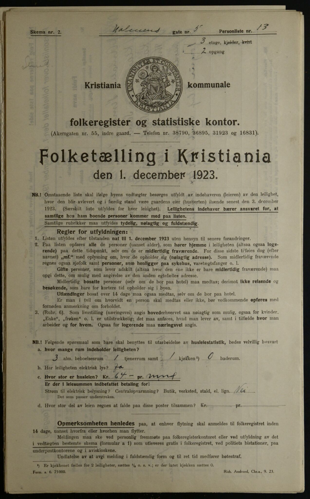 OBA, Kommunal folketelling 1.12.1923 for Kristiania, 1923, s. 45659