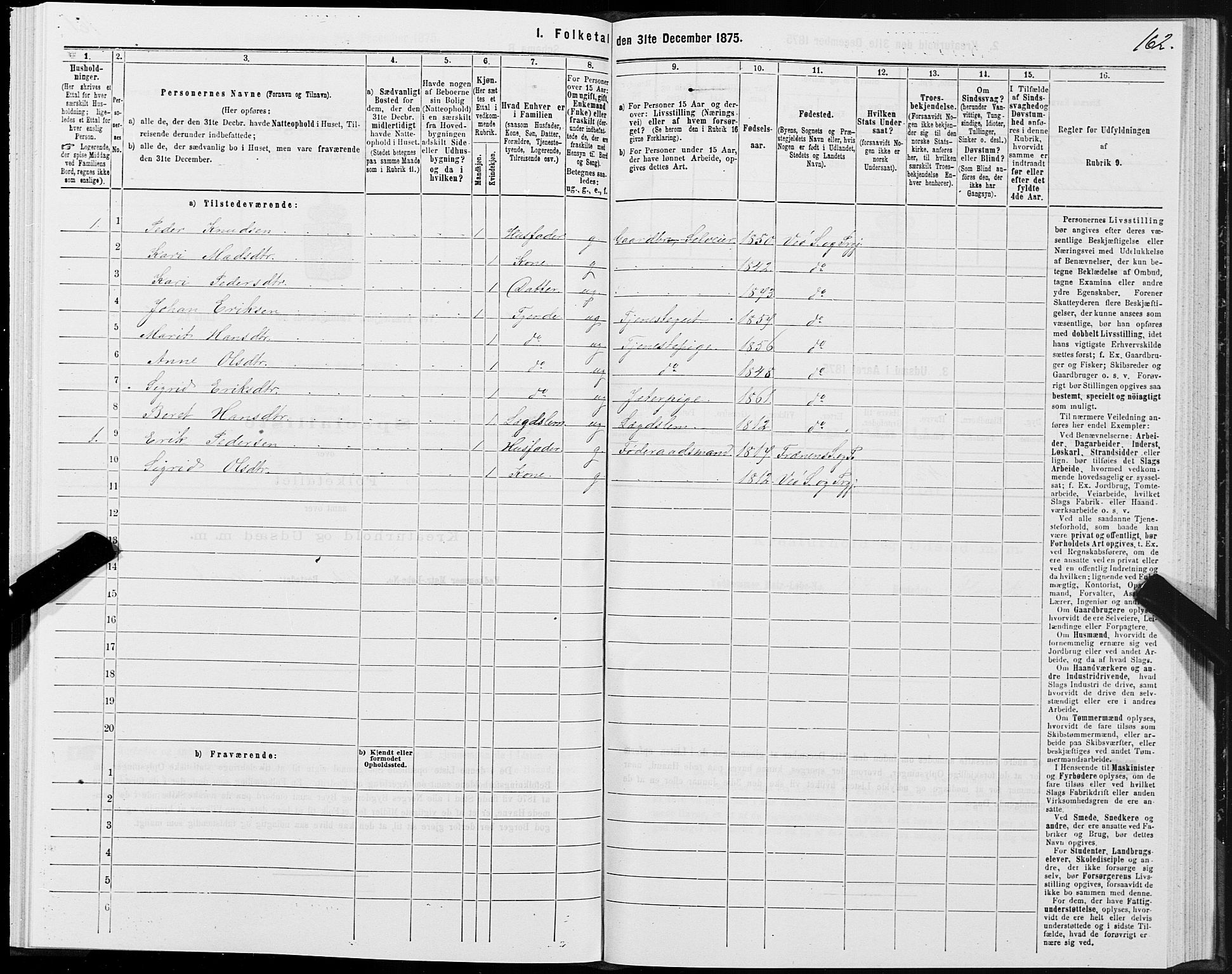 SAT, Folketelling 1875 for 1541P Veøy prestegjeld, 1875, s. 1162