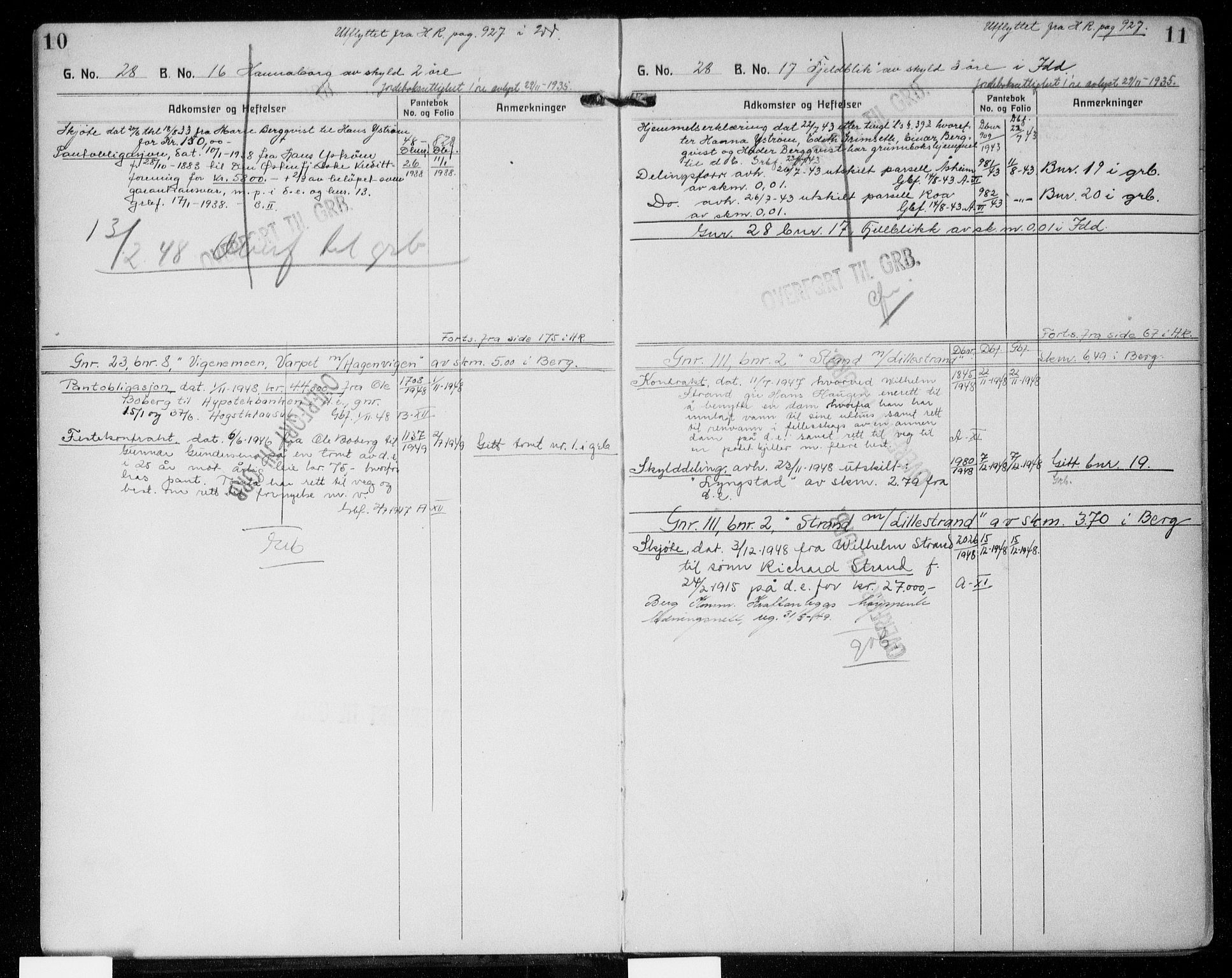 Idd og Marker sorenskriveri, SAO/A-10283/G/Ga/Gac/L0006: Panteregister nr. II 6, 1926-1953, s. 10-11