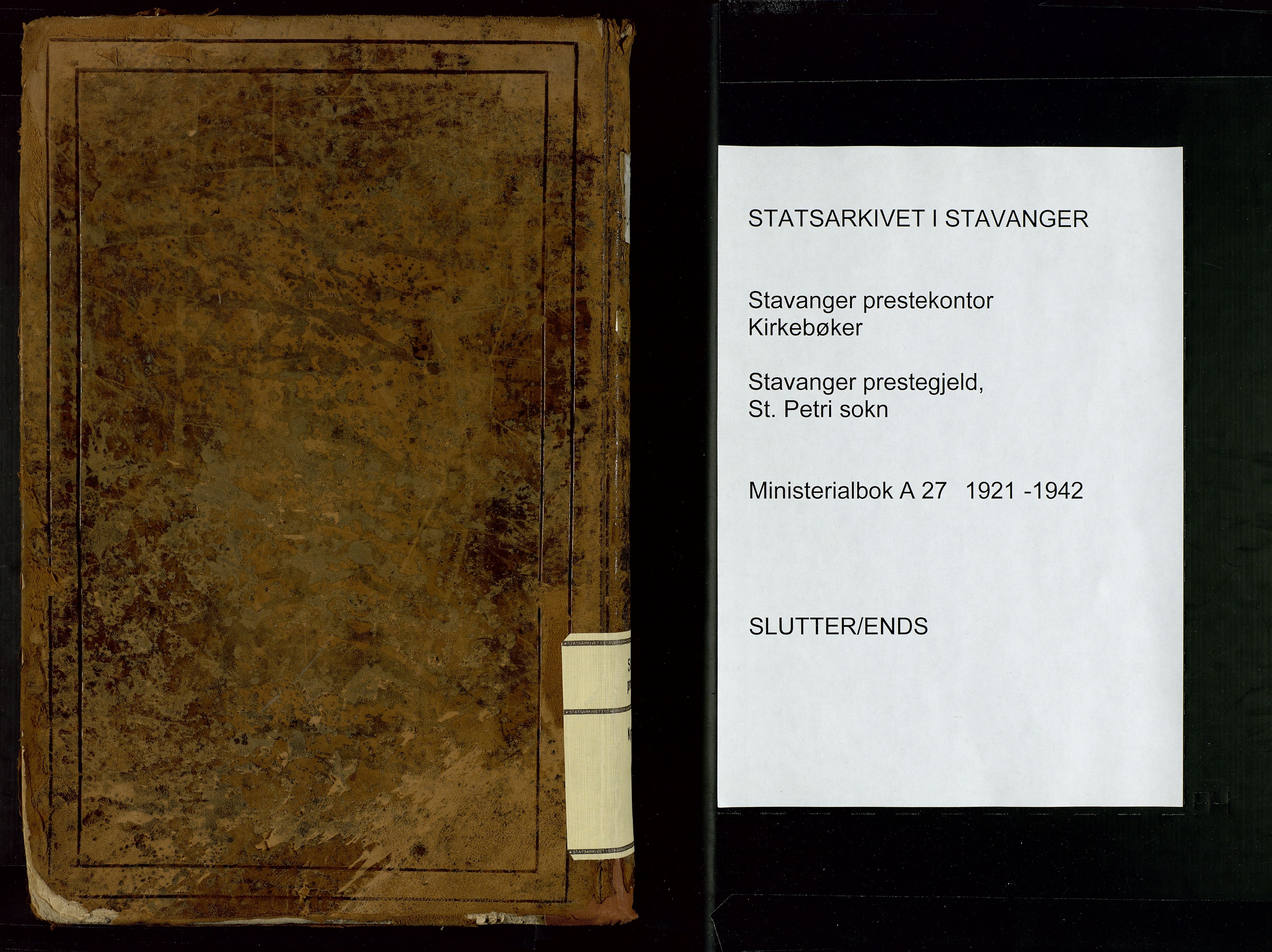 St. Petri sokneprestkontor, SAST/A-101813/002/D/L0002: Ministerialbok nr. A 27, 1921-1942