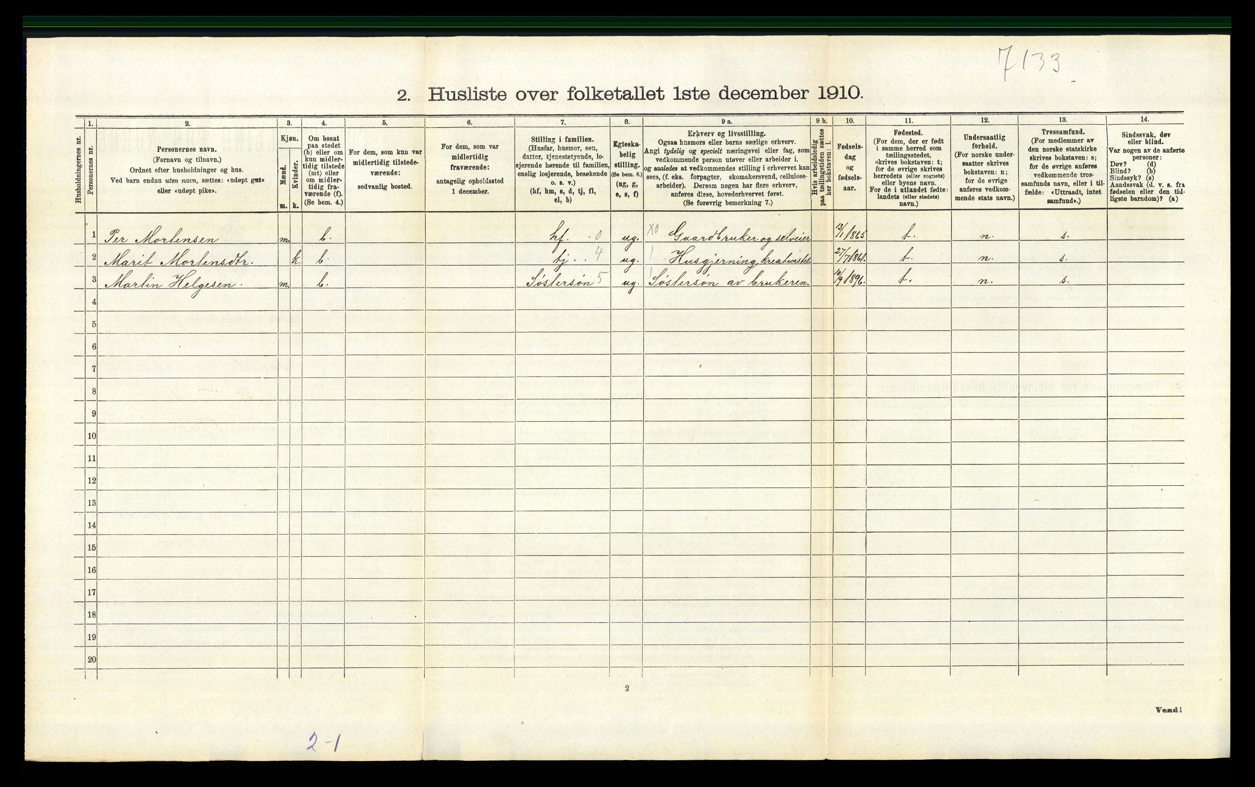 RA, Folketelling 1910 for 0437 Tynset herred, 1910, s. 538