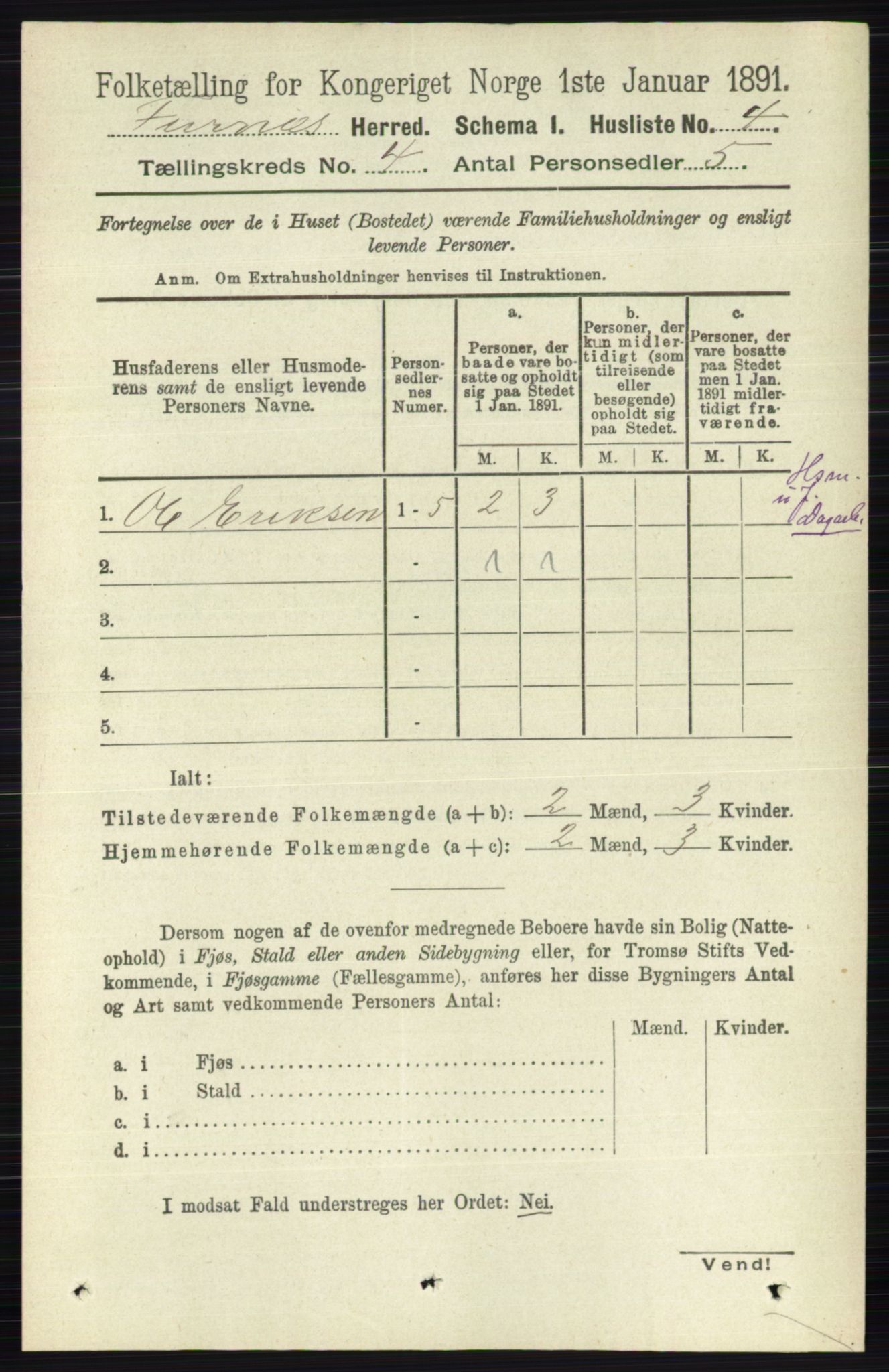 RA, Folketelling 1891 for 0413 Furnes herred, 1891, s. 2357