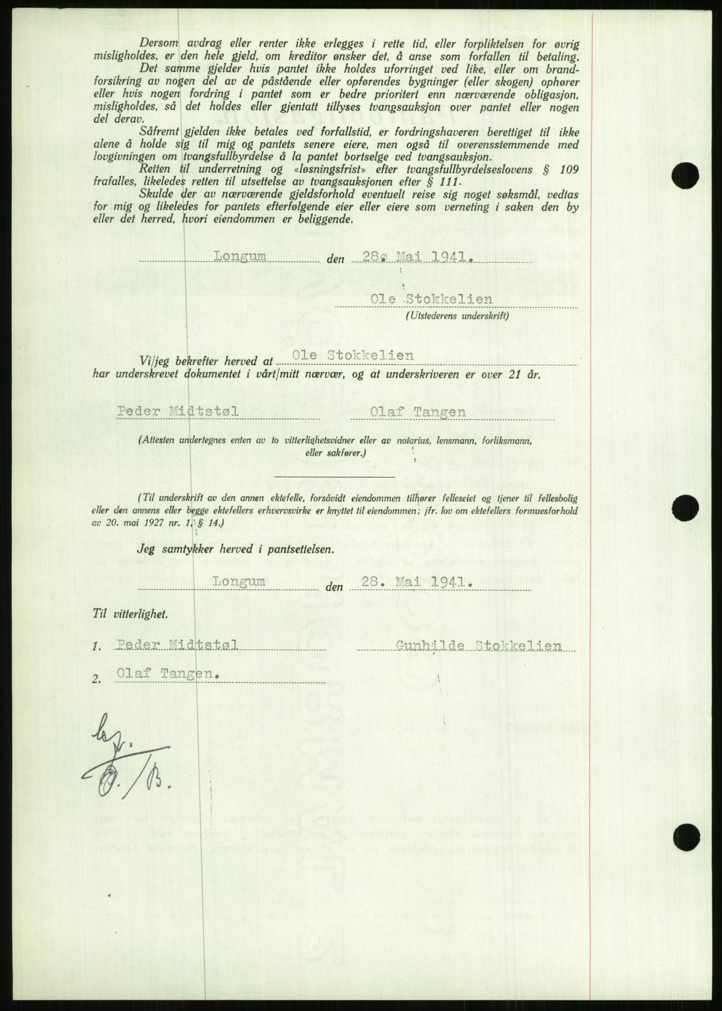 Nedenes sorenskriveri, AV/SAK-1221-0006/G/Gb/Gbb/L0001: Pantebok nr. I, 1939-1942, Dagboknr: 424/1941