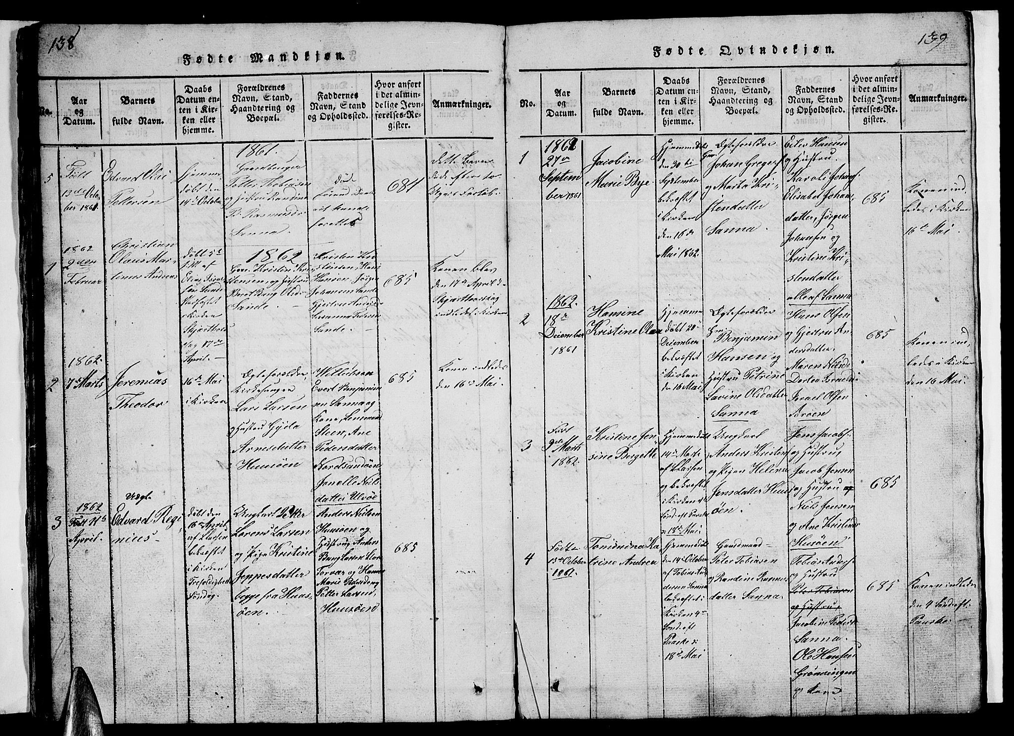 Ministerialprotokoller, klokkerbøker og fødselsregistre - Nordland, AV/SAT-A-1459/840/L0581: Klokkerbok nr. 840C01, 1820-1873, s. 138-139