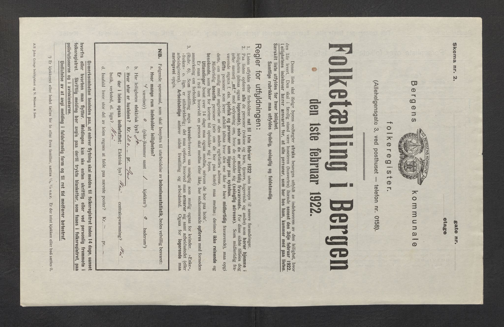 SAB, Kommunal folketelling 1922 for Bergen kjøpstad, 1922, s. 19698