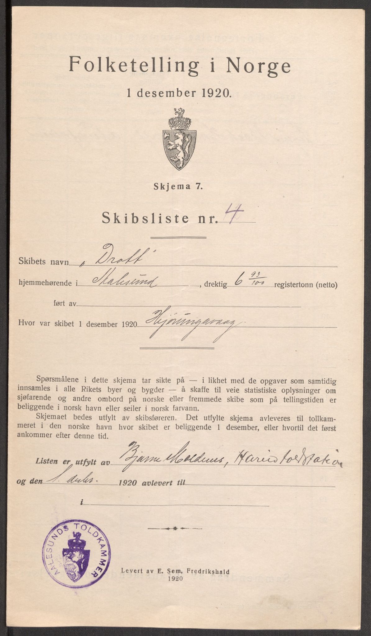 SAT, Folketelling 1920 for 1517 Hareid herred, 1920, s. 5450