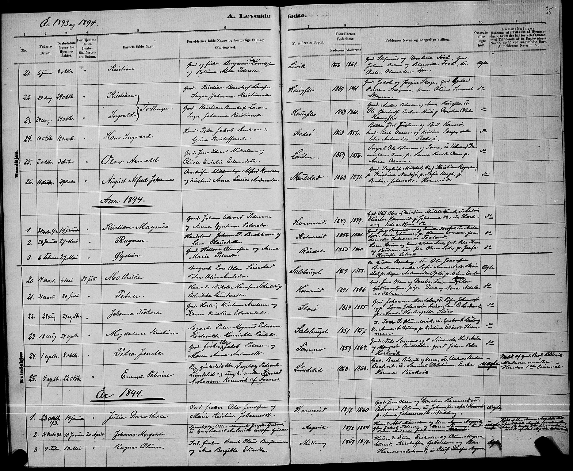 Ministerialprotokoller, klokkerbøker og fødselsregistre - Nord-Trøndelag, SAT/A-1458/780/L0651: Klokkerbok nr. 780C03, 1884-1898, s. 35