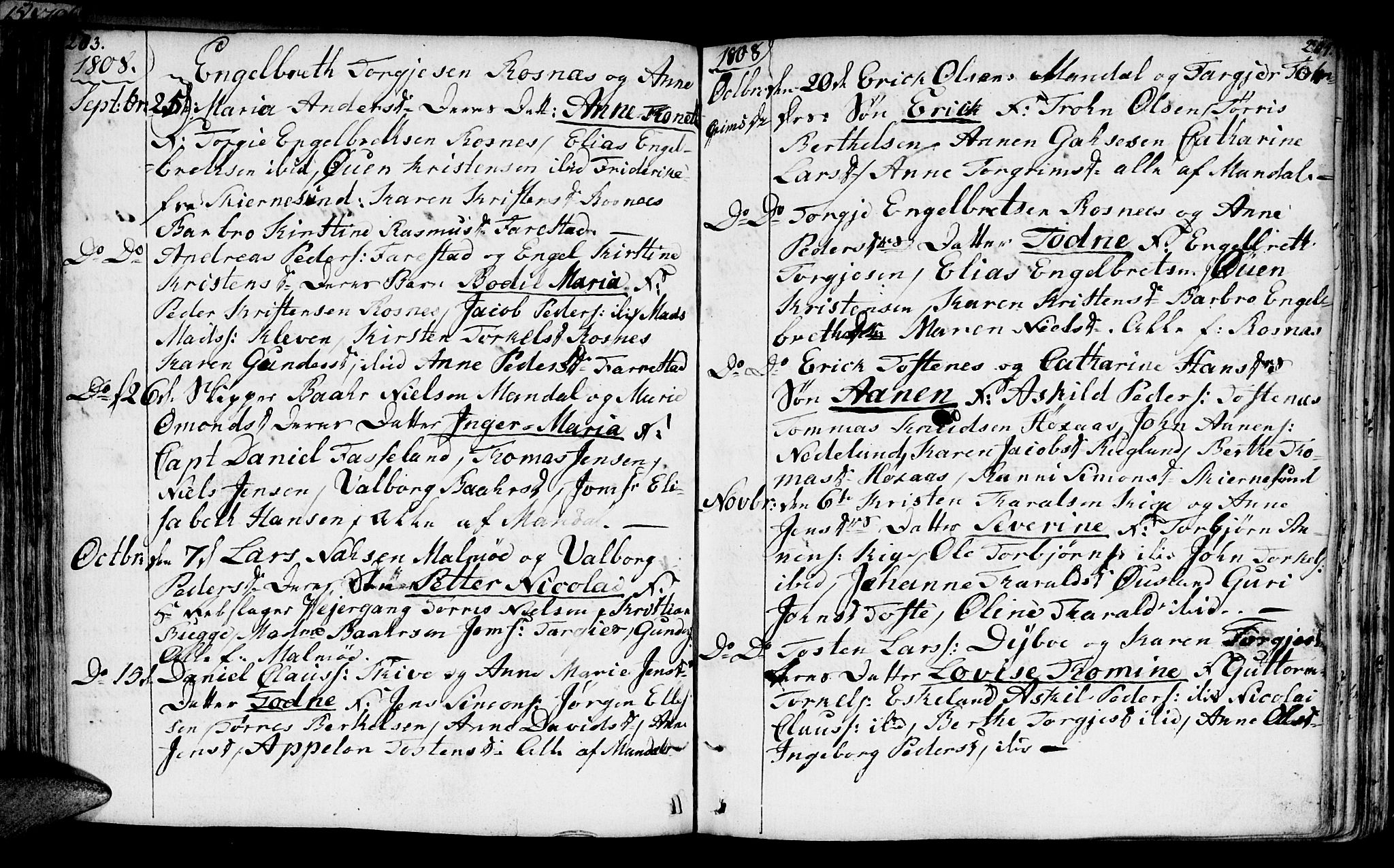 Mandal sokneprestkontor, AV/SAK-1111-0030/F/Fa/Faa/L0008: Ministerialbok nr. A 8, 1794-1817, s. 203-204