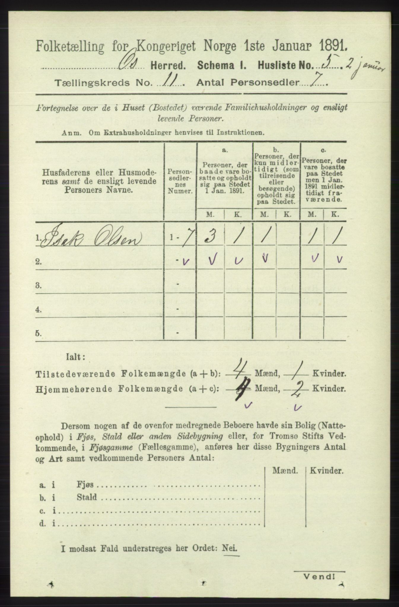 RA, Folketelling 1891 for 1243 Os herred, 1891, s. 2551