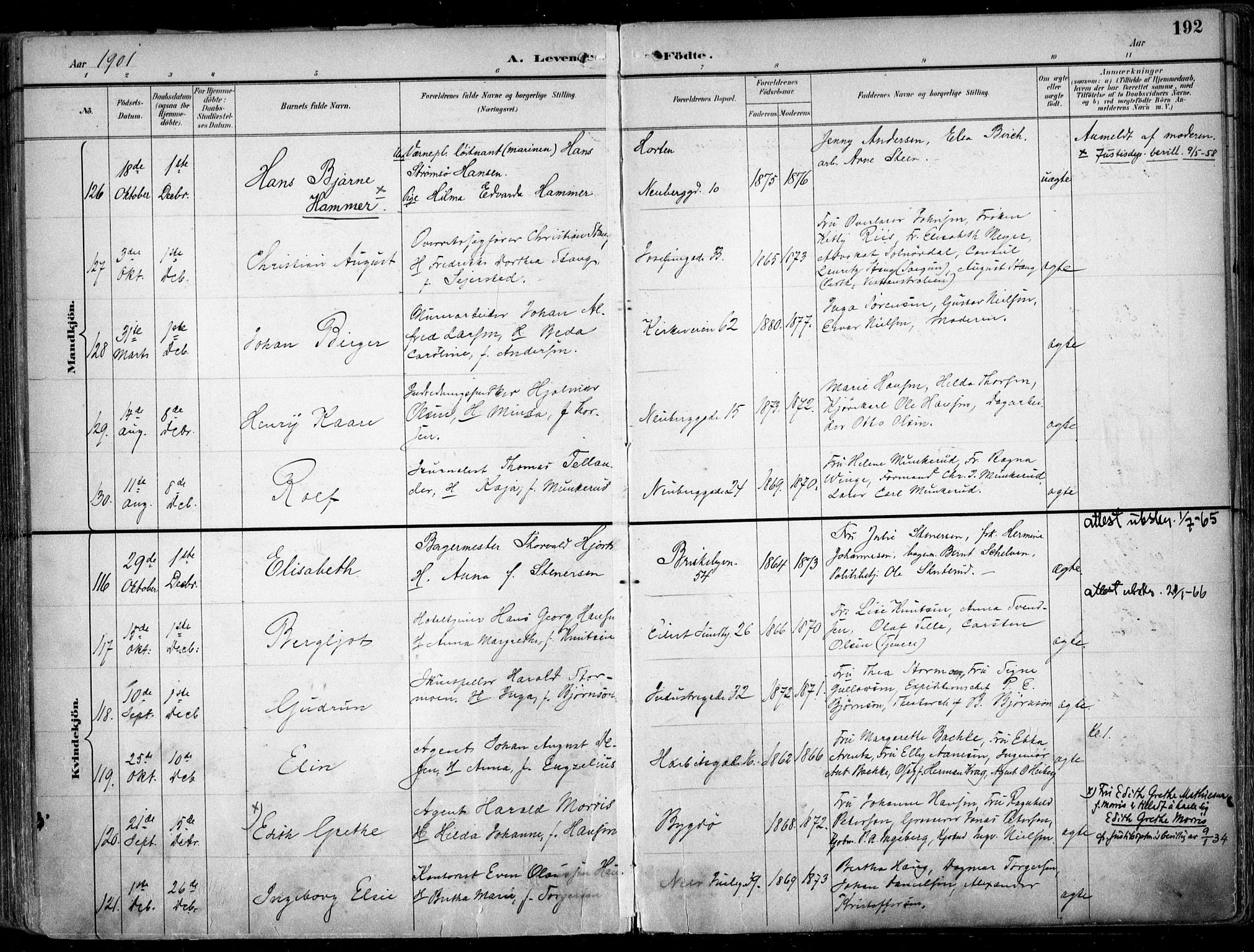 Uranienborg prestekontor Kirkebøker, AV/SAO-A-10877/F/Fa/L0005: Ministerialbok nr. 5, 1895-1907, s. 192