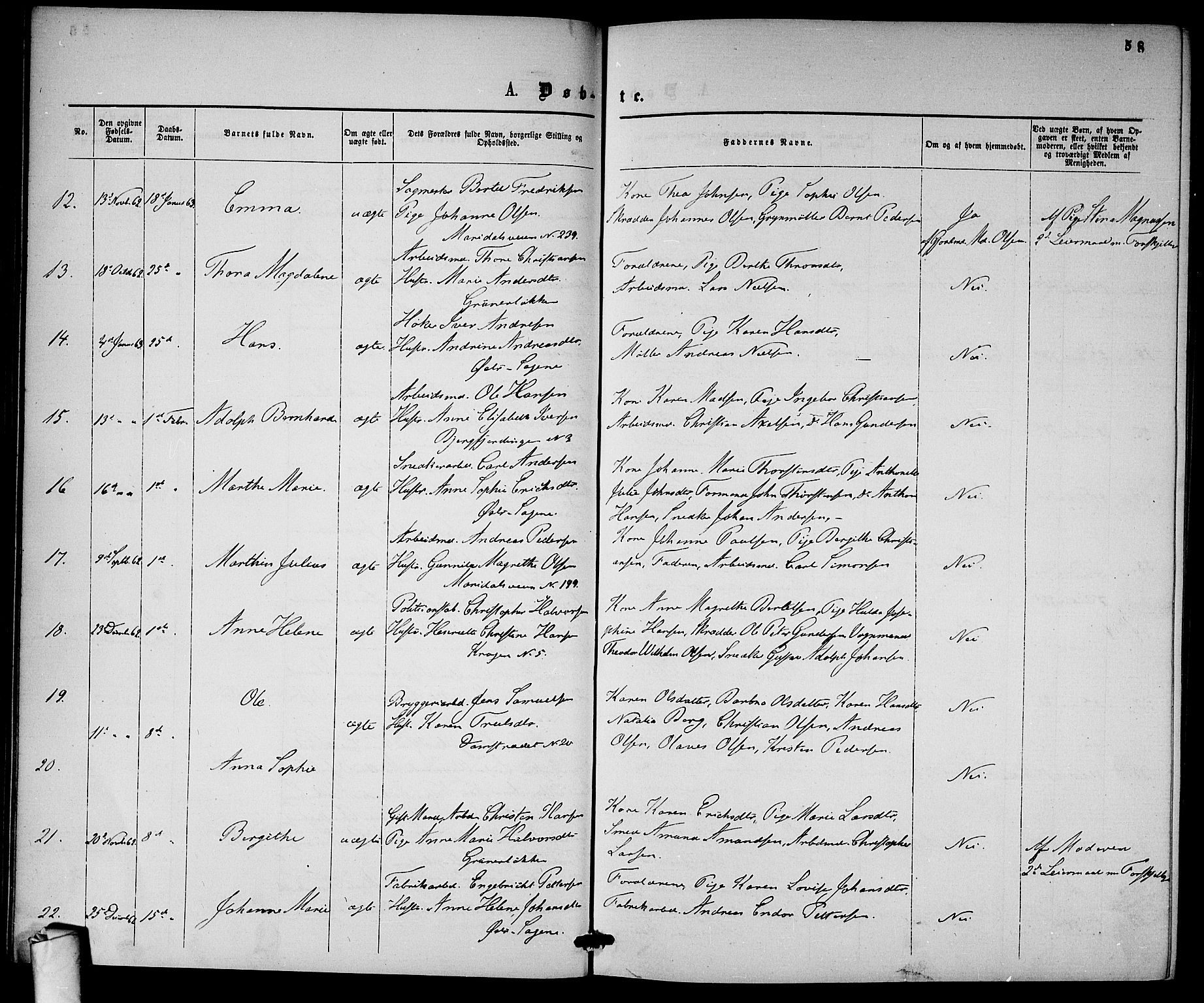 Gamle Aker prestekontor Kirkebøker, SAO/A-10617a/G/L0001: Klokkerbok nr. 1, 1861-1868, s. 58