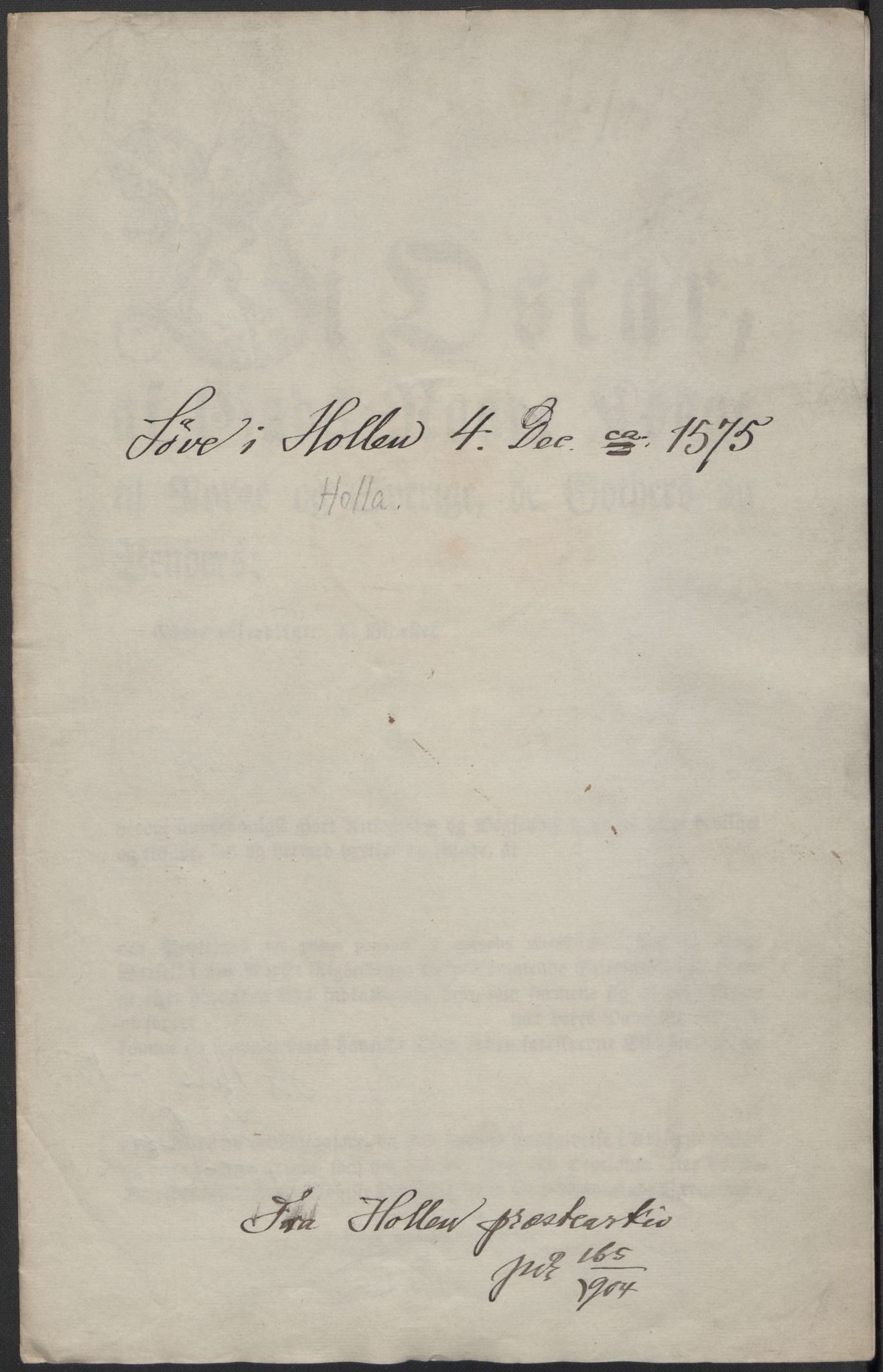 Riksarkivets diplomsamling, AV/RA-EA-5965/F15/L0026: Prestearkiv - Telemark, 1575-1838, s. 26