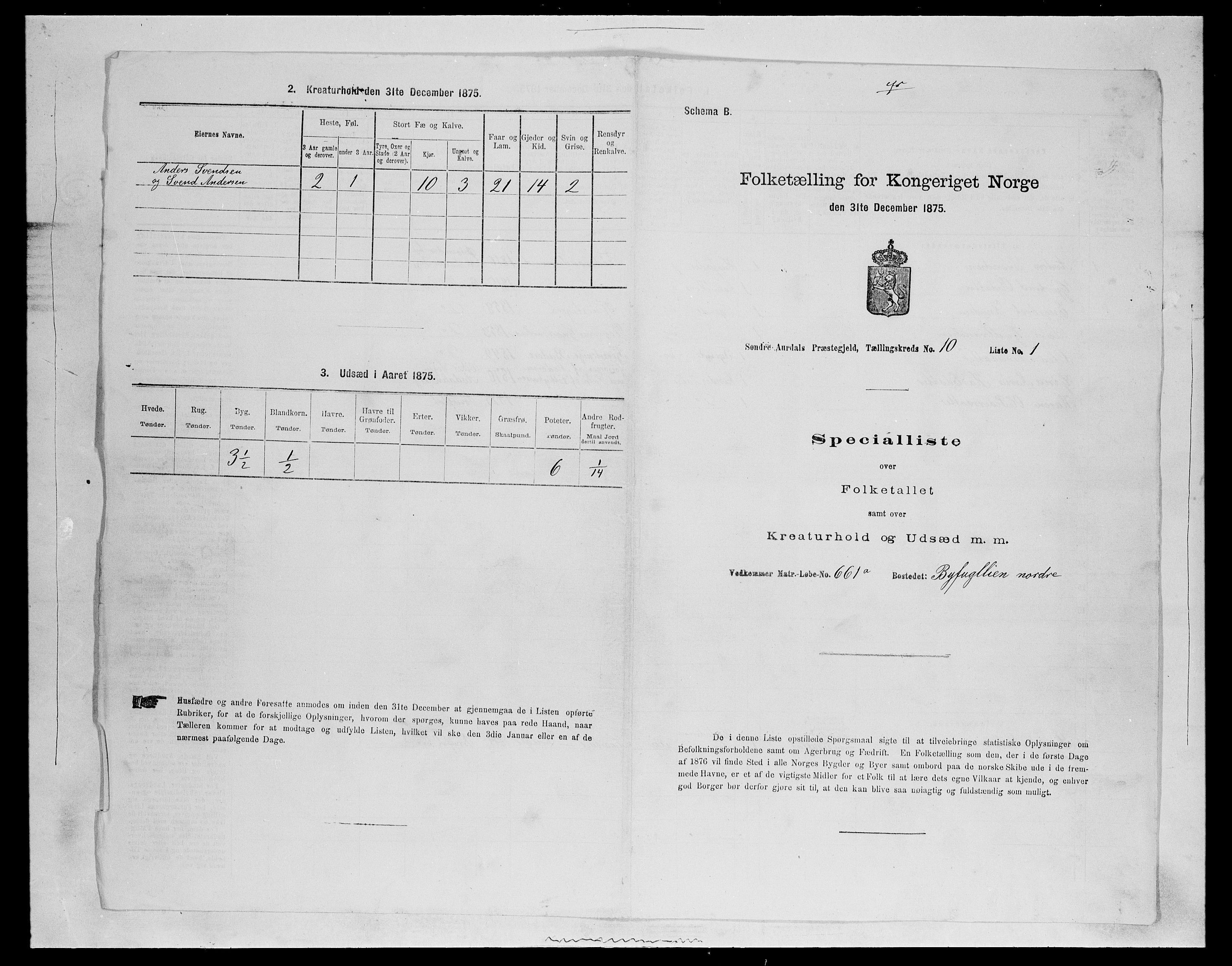 SAH, Folketelling 1875 for 0540P Sør-Aurdal prestegjeld, 1875, s. 1672