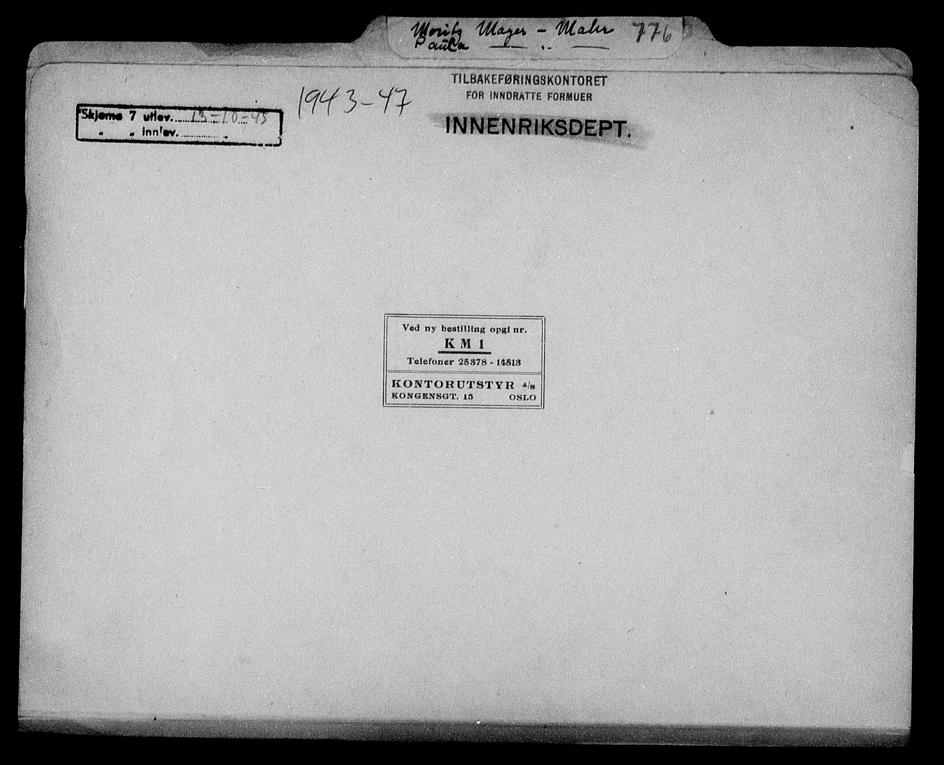 Justisdepartementet, Tilbakeføringskontoret for inndratte formuer, RA/S-1564/H/Hc/Hcc/L0962: --, 1945-1947, s. 665