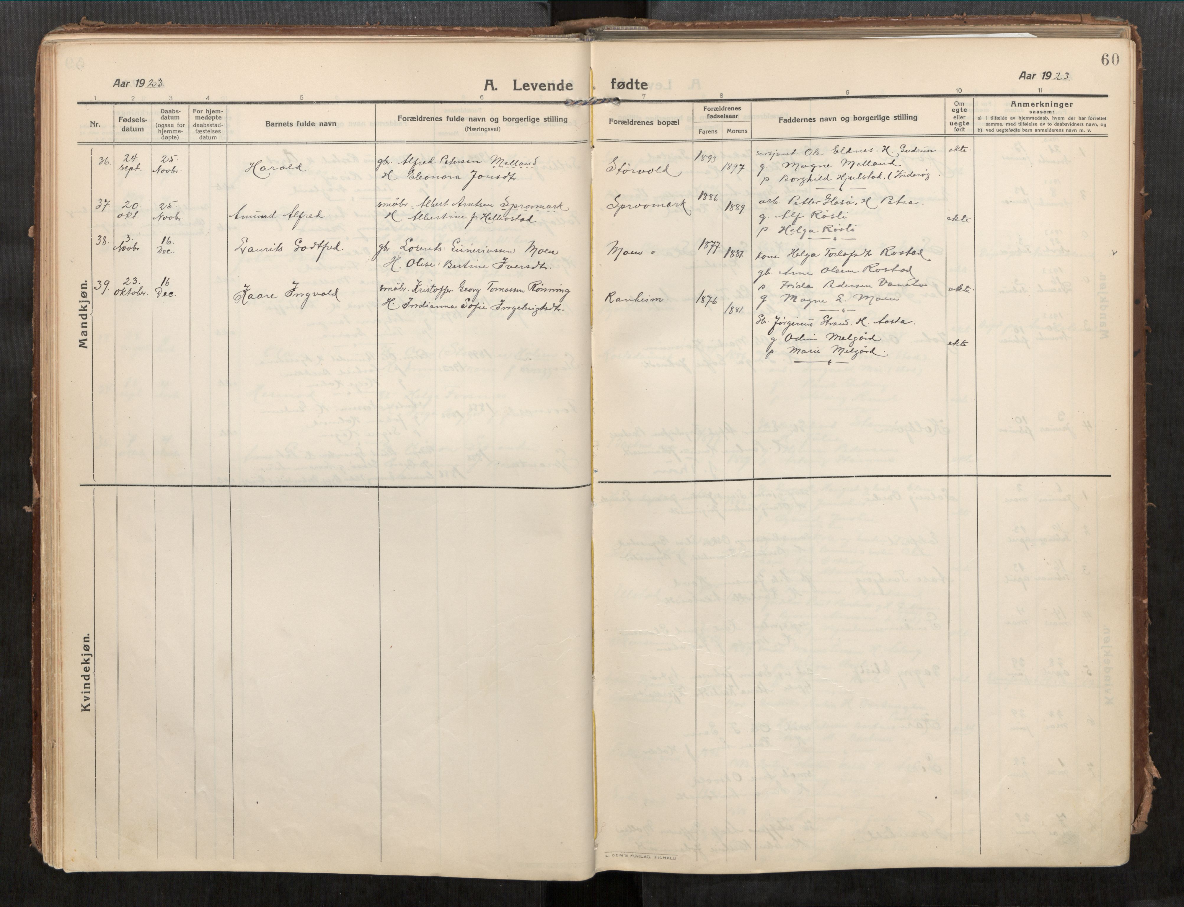 Beitstad sokneprestkontor, AV/SAT-A-1162/I/I1/I1a/L0001: Ministerialbok nr. 1, 1912-1927, s. 60