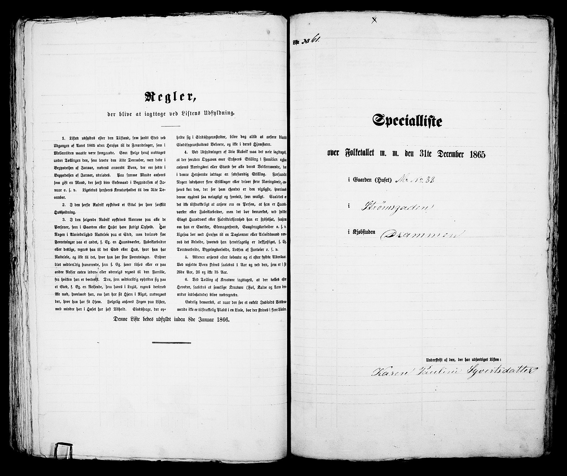 RA, Folketelling 1865 for 0602aB Bragernes prestegjeld i Drammen kjøpstad, 1865, s. 141