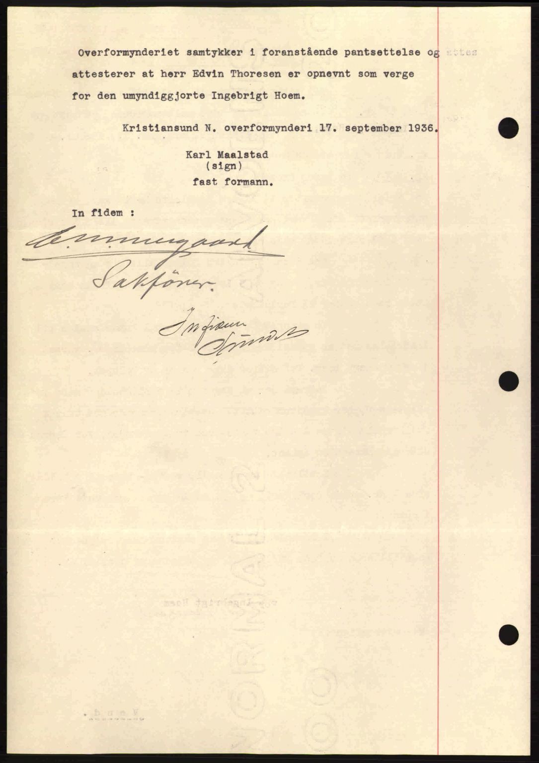 Kristiansund byfogd, AV/SAT-A-4587/A/27: Pantebok nr. 29, 1936-1937, Dagboknr: 517/1936