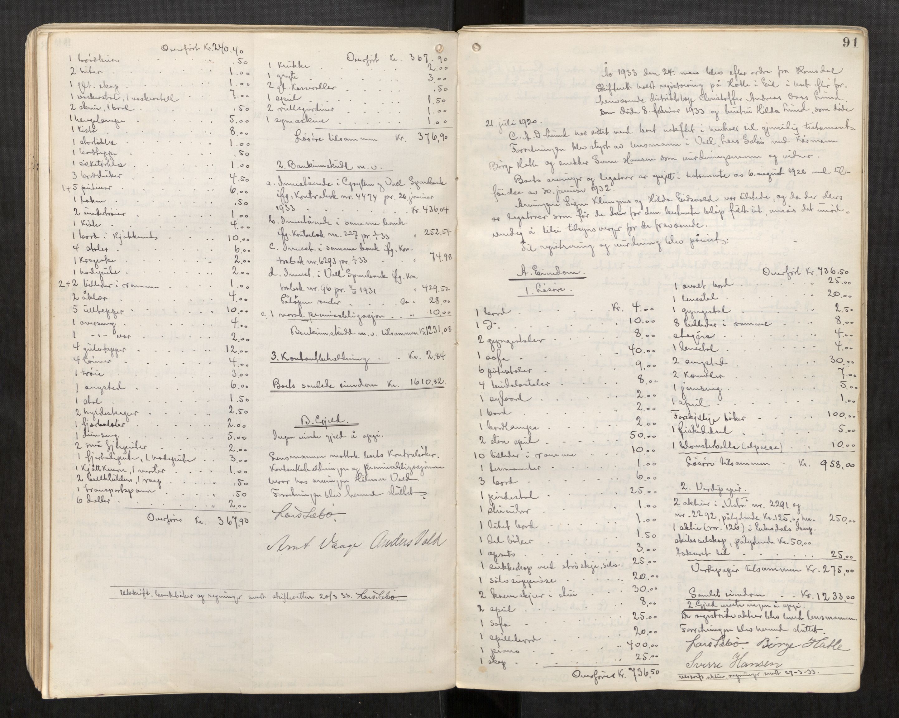Voll lensmannskontor*, SAT/-, 1918-1949, s. 91