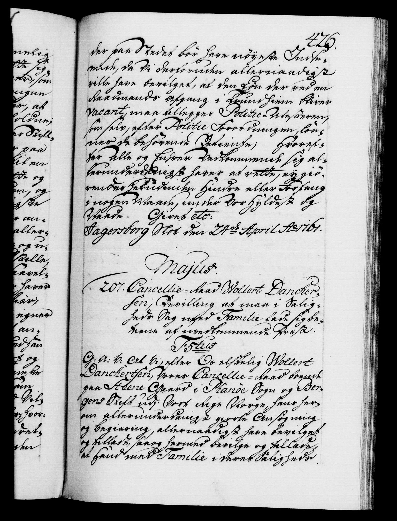 Danske Kanselli 1572-1799, RA/EA-3023/F/Fc/Fca/Fcaa/L0041: Norske registre, 1760-1762, s. 426a