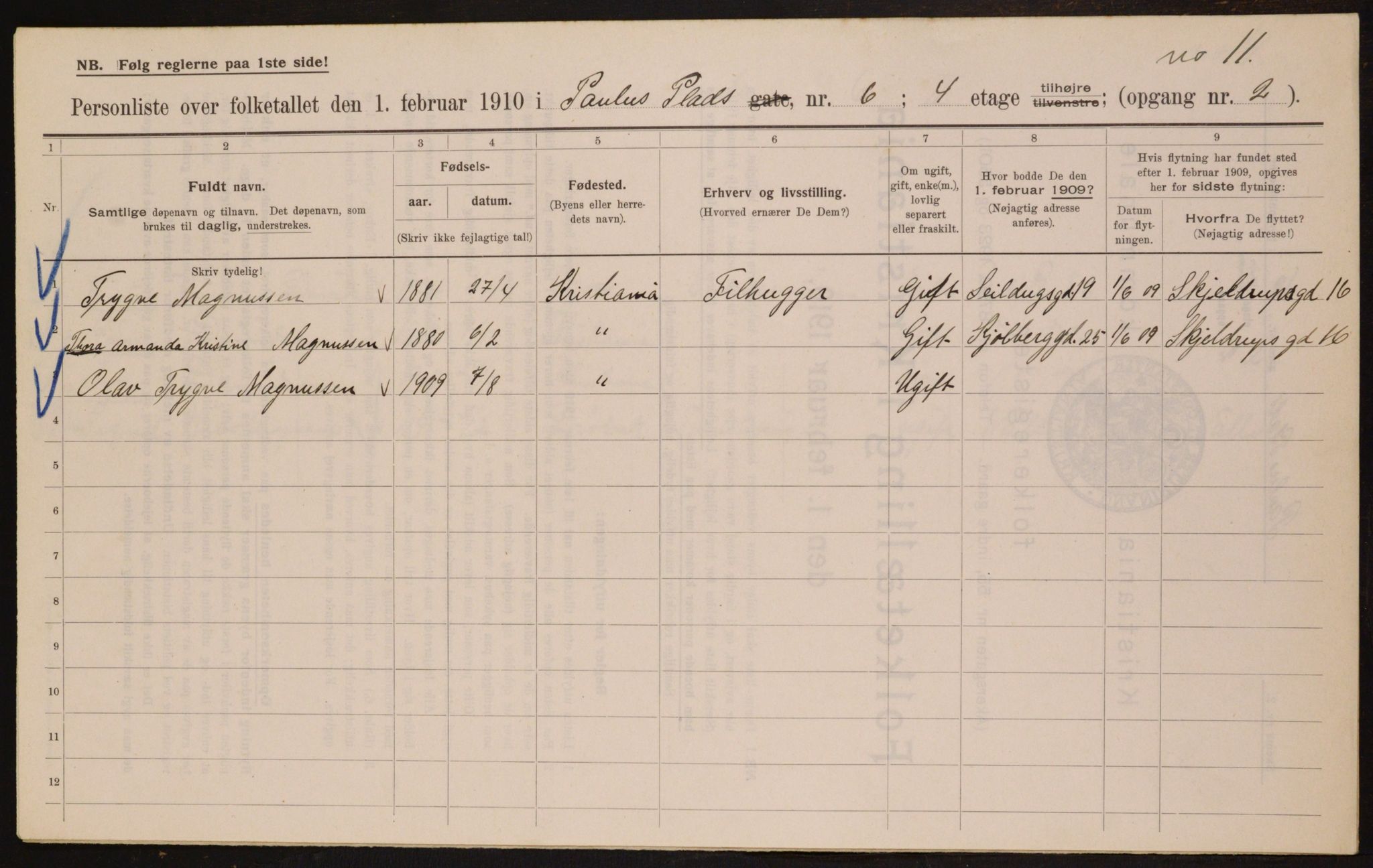 OBA, Kommunal folketelling 1.2.1910 for Kristiania, 1910, s. 75649