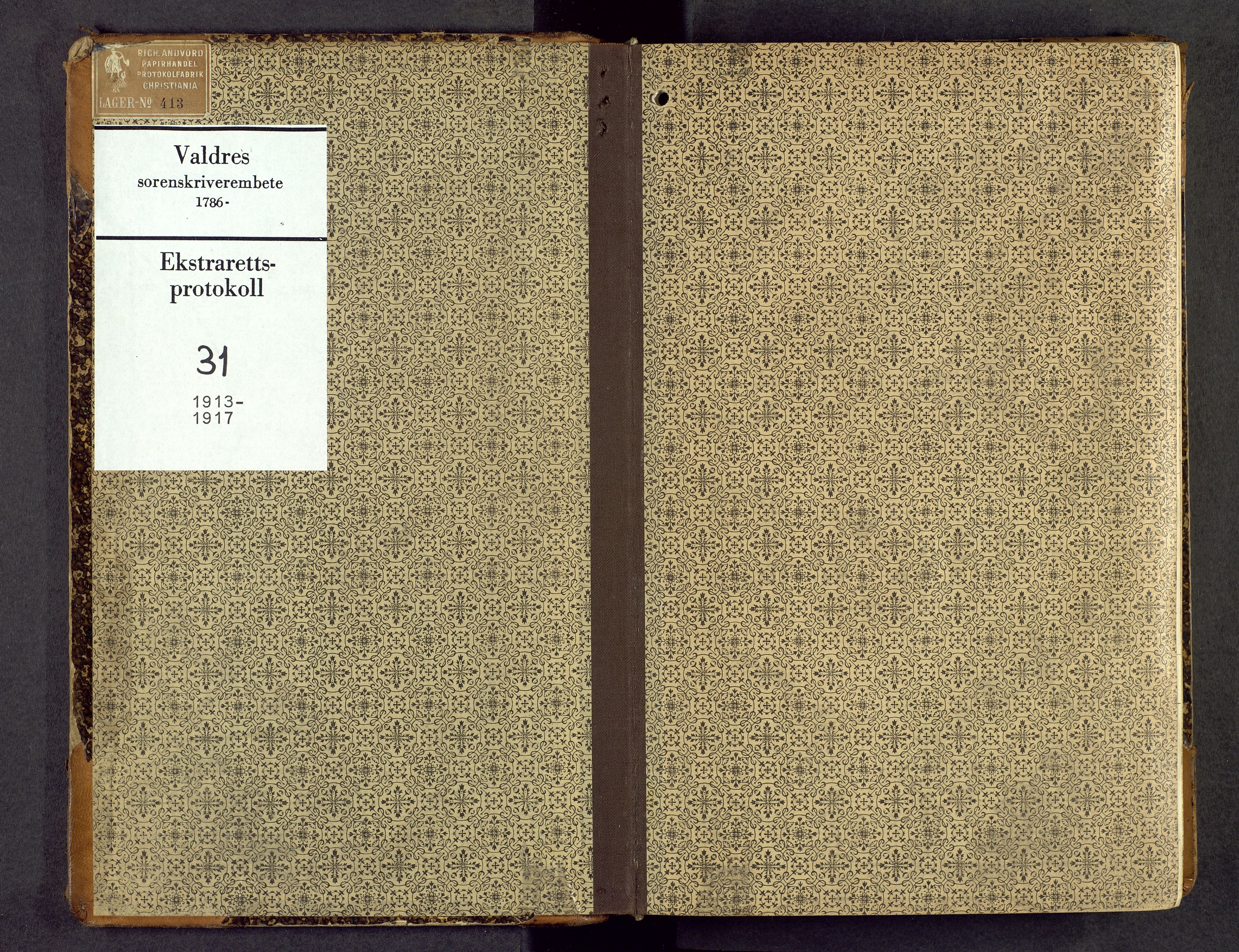 Valdres sorenskriveri, SAH/TING-016/G/Gc/L0031: Ekstrarettsprotokoll, 1913-1917