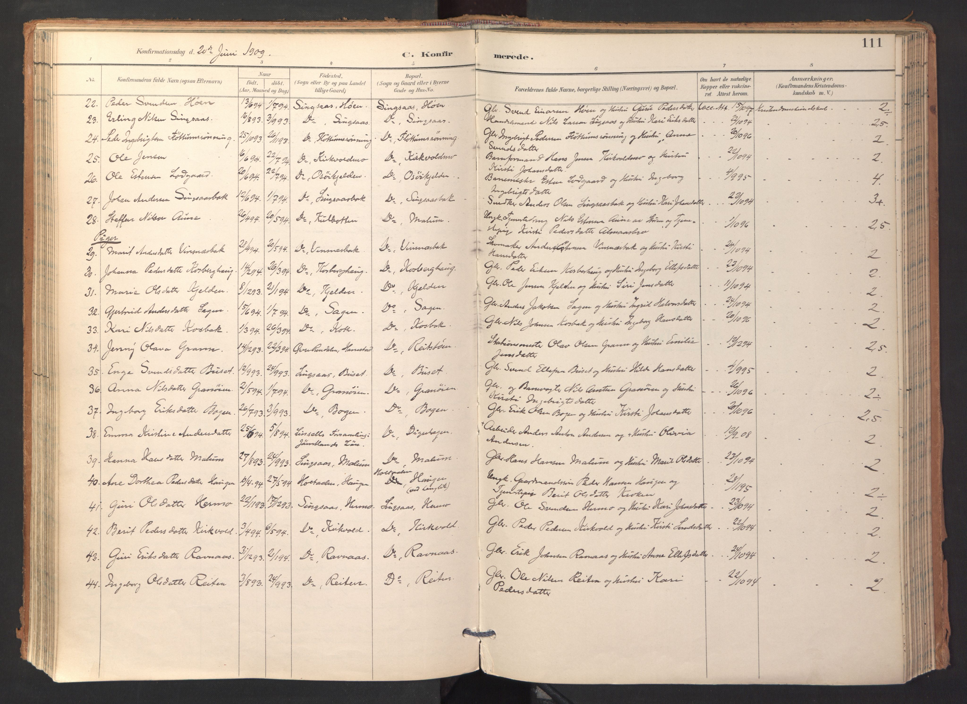 Ministerialprotokoller, klokkerbøker og fødselsregistre - Sør-Trøndelag, AV/SAT-A-1456/688/L1025: Ministerialbok nr. 688A02, 1891-1909, s. 111