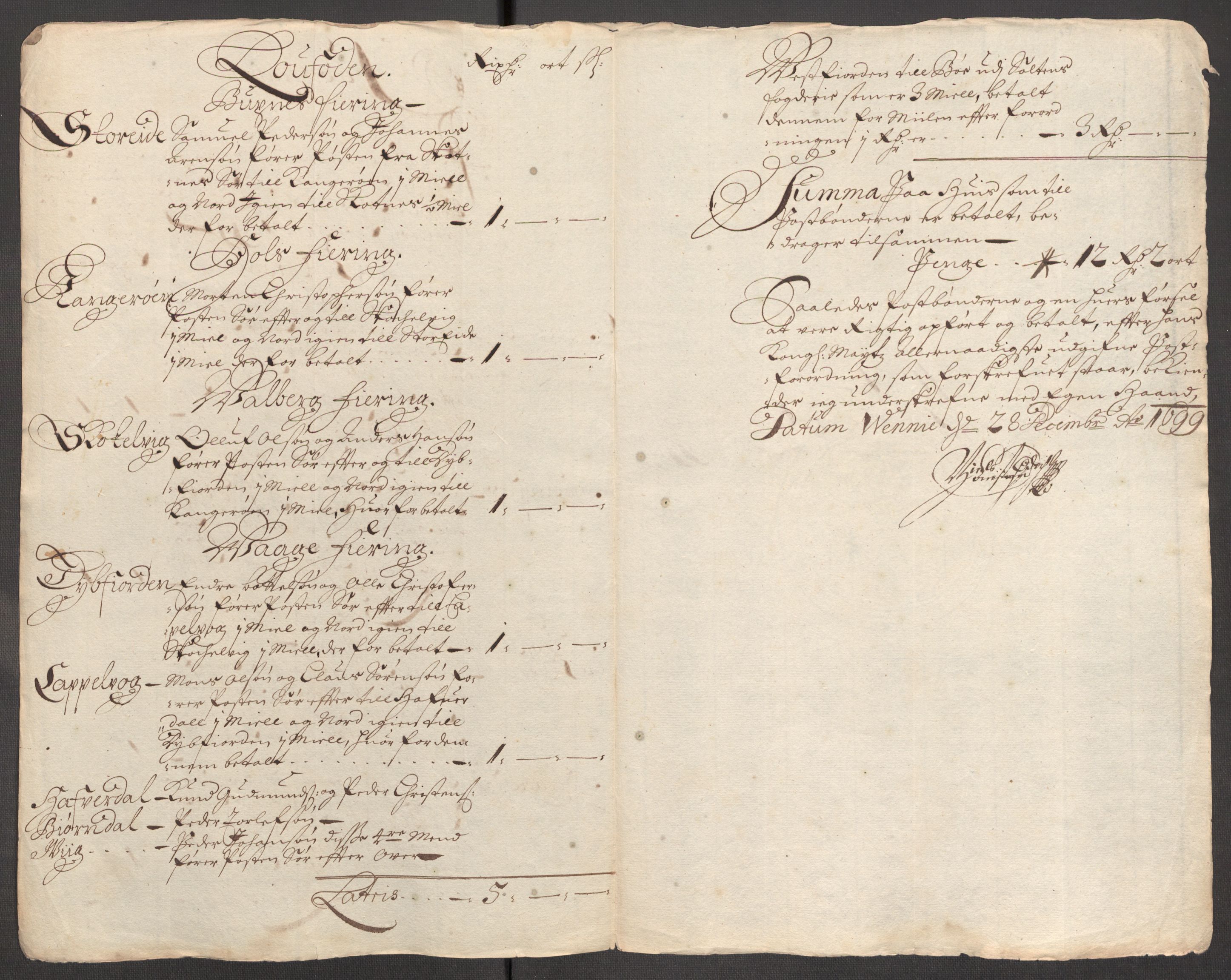 Rentekammeret inntil 1814, Reviderte regnskaper, Fogderegnskap, RA/EA-4092/R67/L4678: Fogderegnskap Vesterålen, Andenes og Lofoten, 1696-1708, s. 317