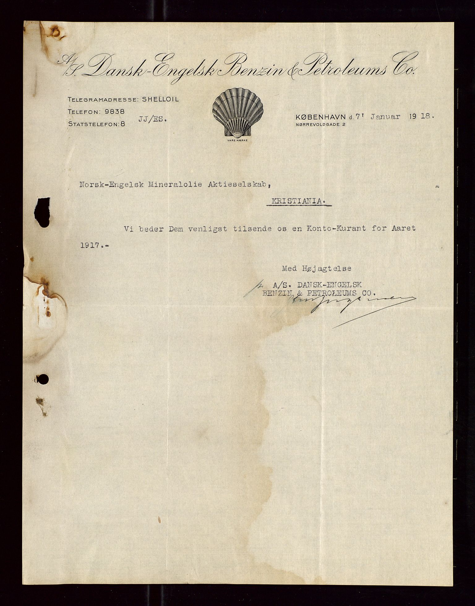 Pa 1521 - A/S Norske Shell, AV/SAST-A-101915/E/Ea/Eaa/L0005: Sjefskorrespondanse, 1918, s. 138