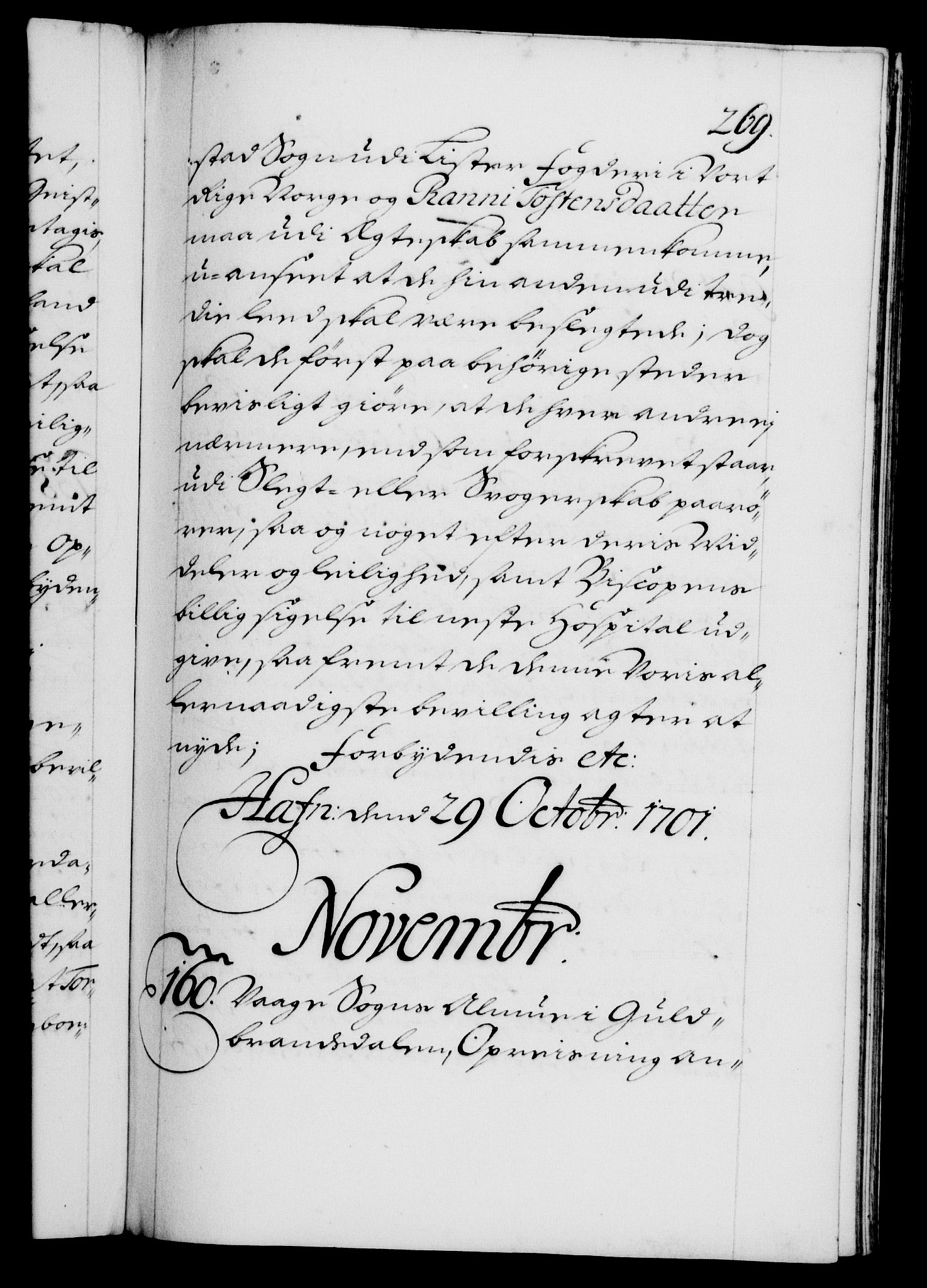 Danske Kanselli 1572-1799, AV/RA-EA-3023/F/Fc/Fca/Fcaa/L0018: Norske registre, 1699-1703, s. 269a