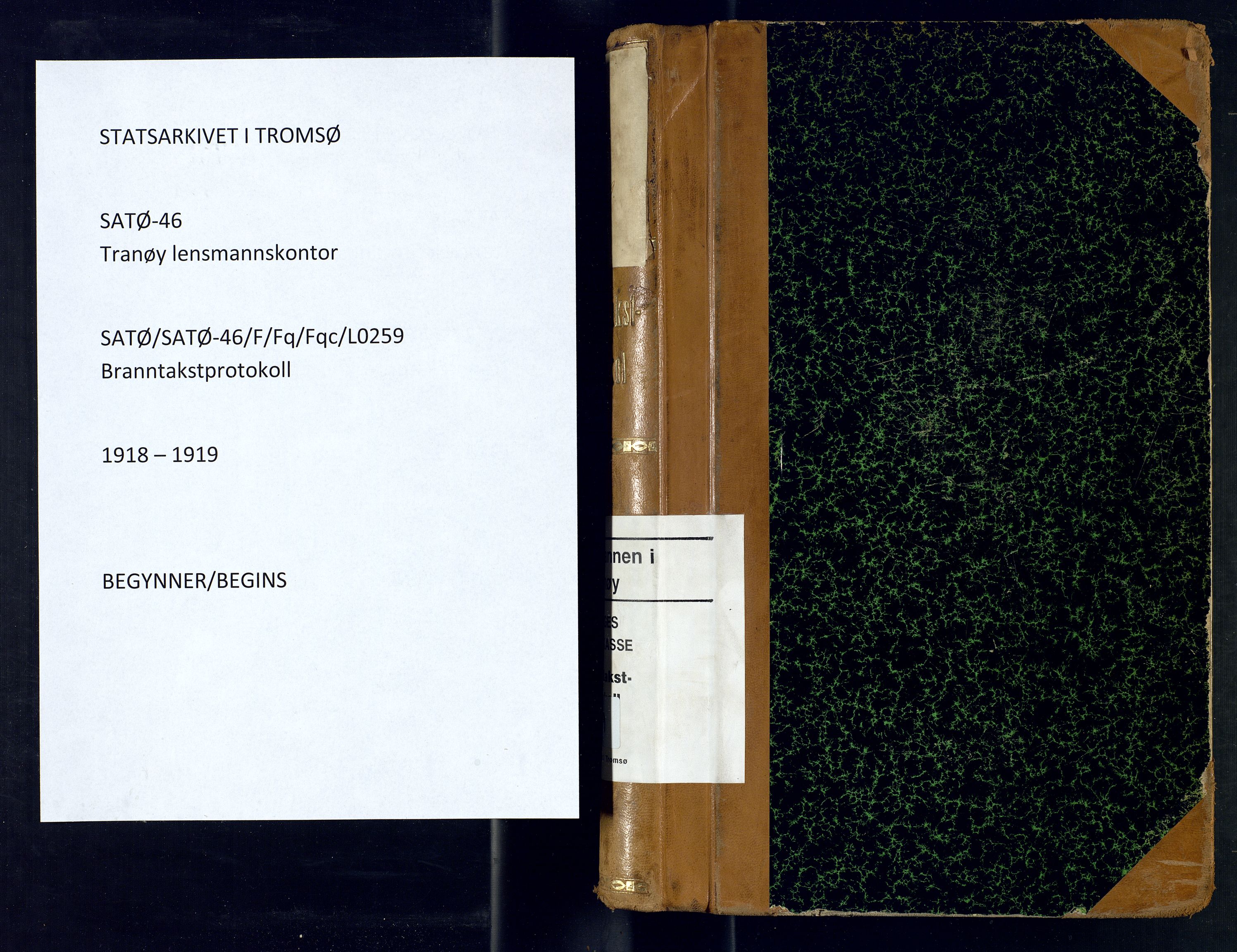 Tranøy lensmannskontor (Sørreisa lensmannskontor), SATØ/SATØ-46/1/F/Fq/Fqc/L0259: Branntakstprotokoller, 1918-1919