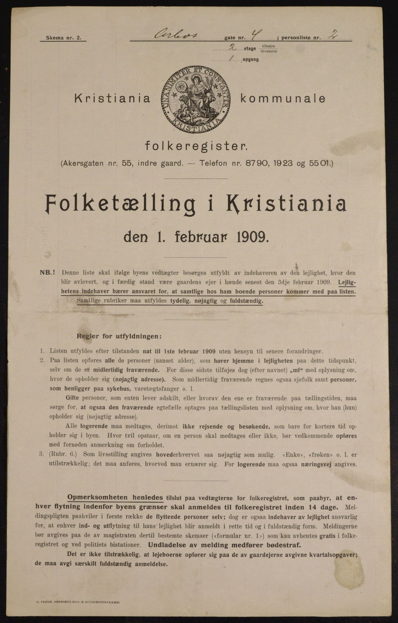 OBA, Kommunal folketelling 1.2.1909 for Kristiania kjøpstad, 1909, s. 1860