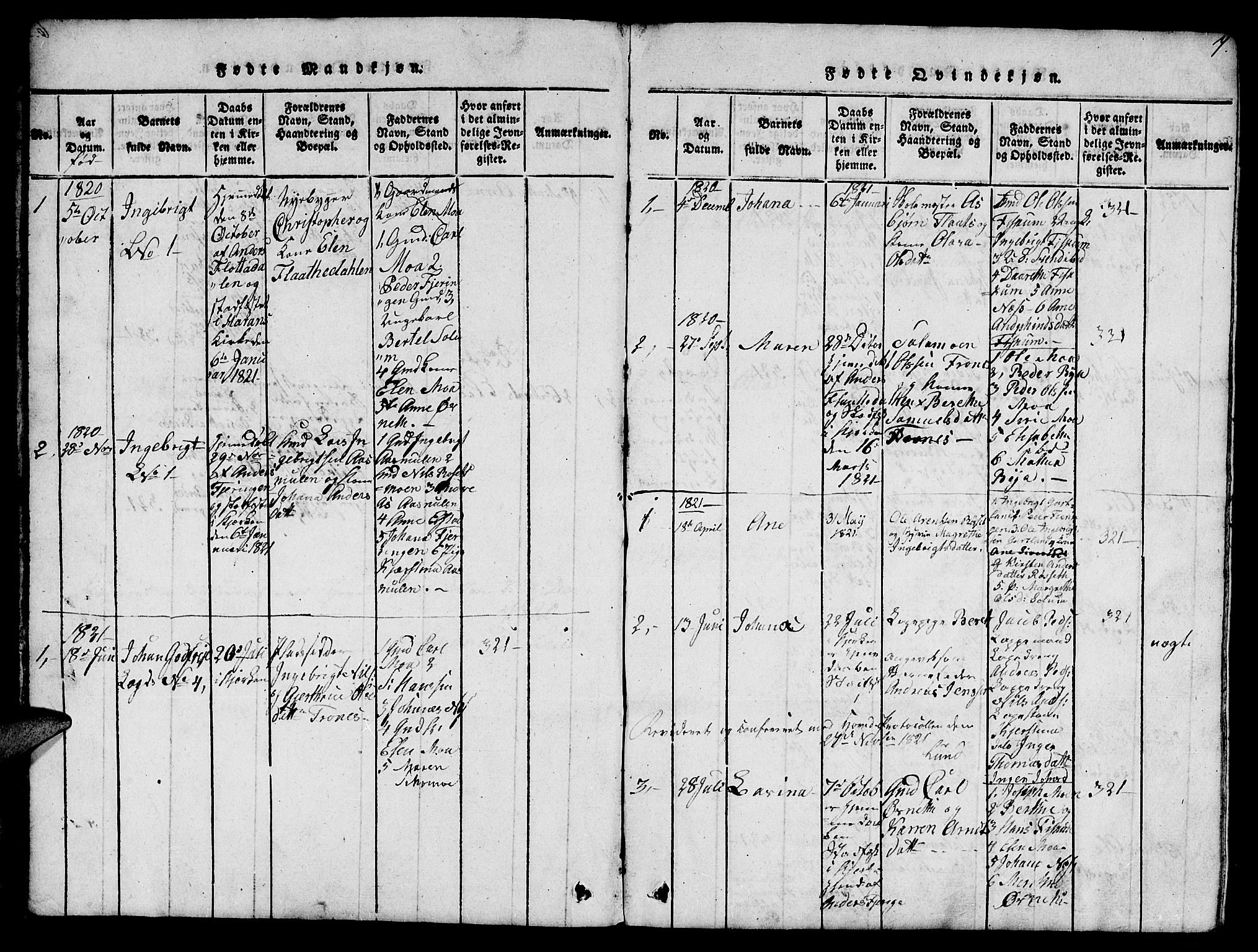 Ministerialprotokoller, klokkerbøker og fødselsregistre - Nord-Trøndelag, SAT/A-1458/759/L0527: Klokkerbok nr. 759C01 /1, 1816-1825, s. 7