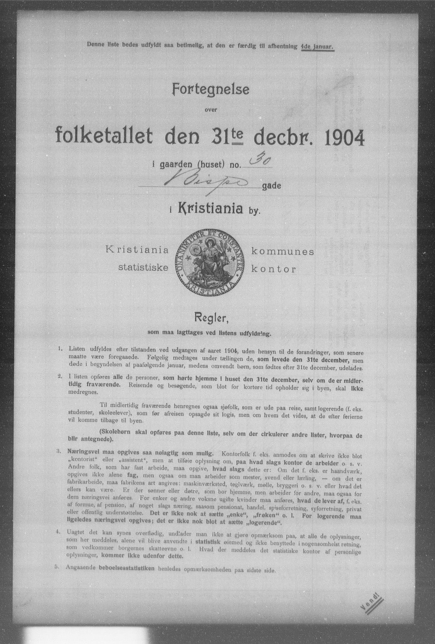 OBA, Kommunal folketelling 31.12.1904 for Kristiania kjøpstad, 1904, s. 1250