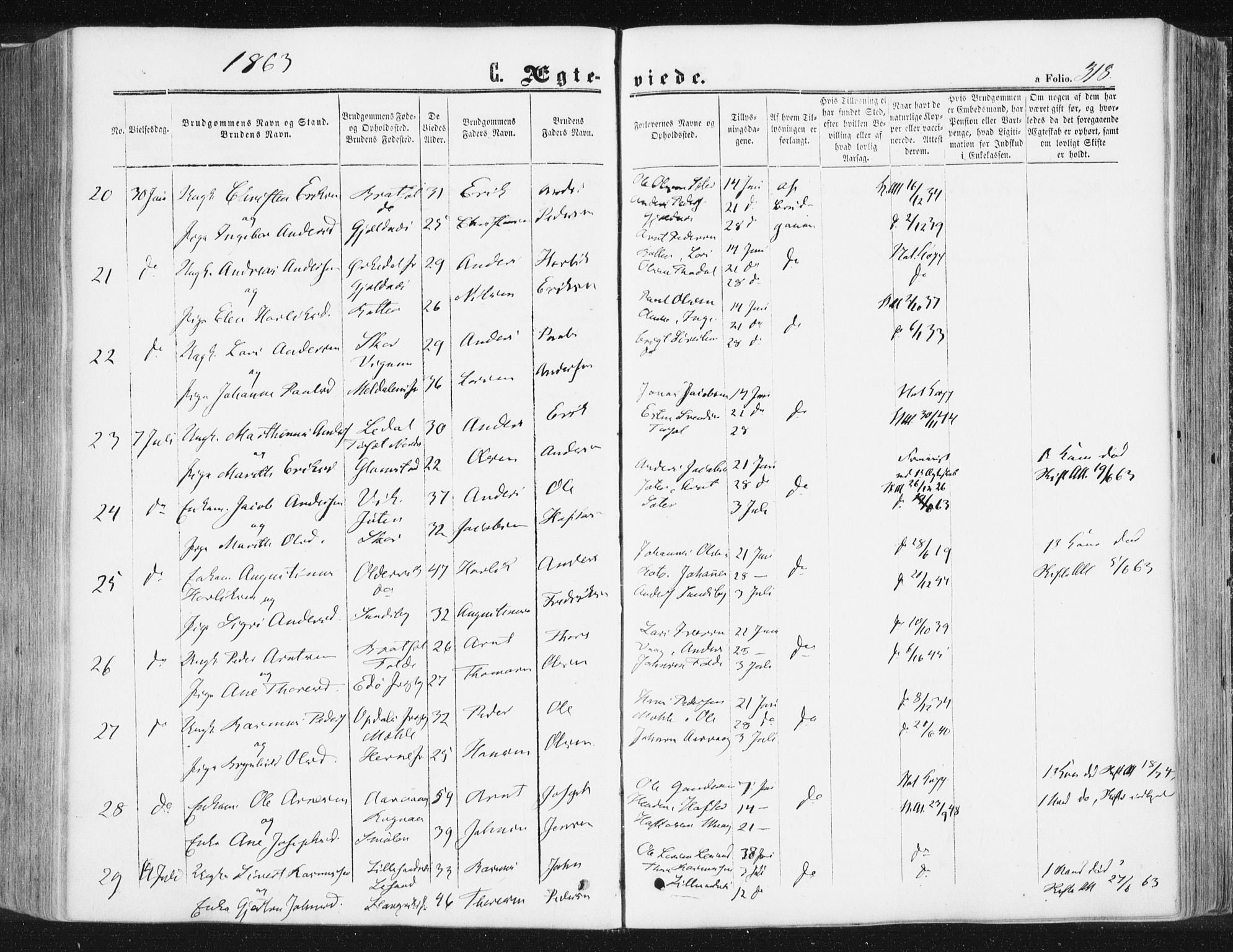 Ministerialprotokoller, klokkerbøker og fødselsregistre - Møre og Romsdal, AV/SAT-A-1454/578/L0905: Ministerialbok nr. 578A04, 1859-1877, s. 318