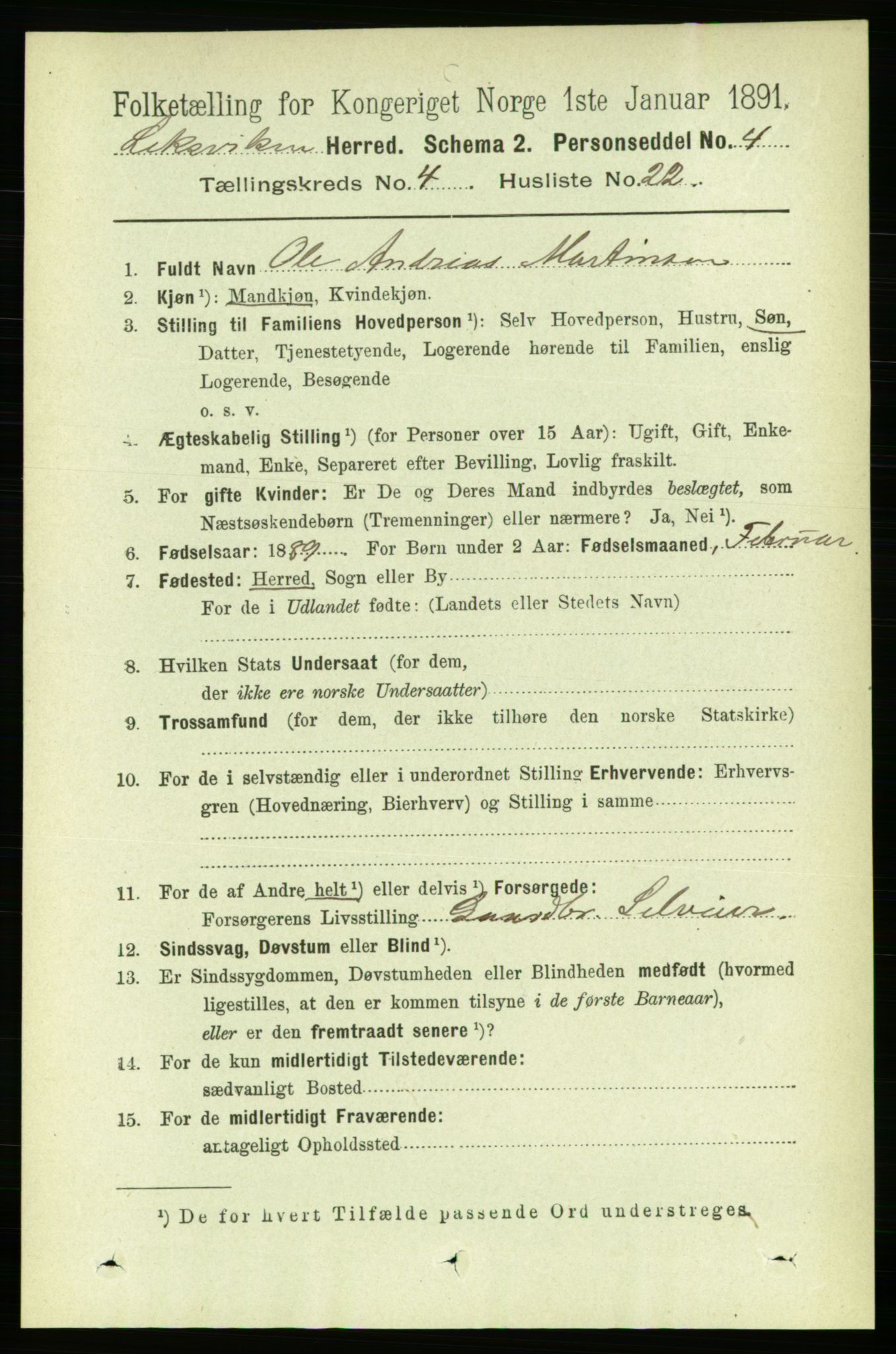 RA, Folketelling 1891 for 1718 Leksvik herred, 1891, s. 2058